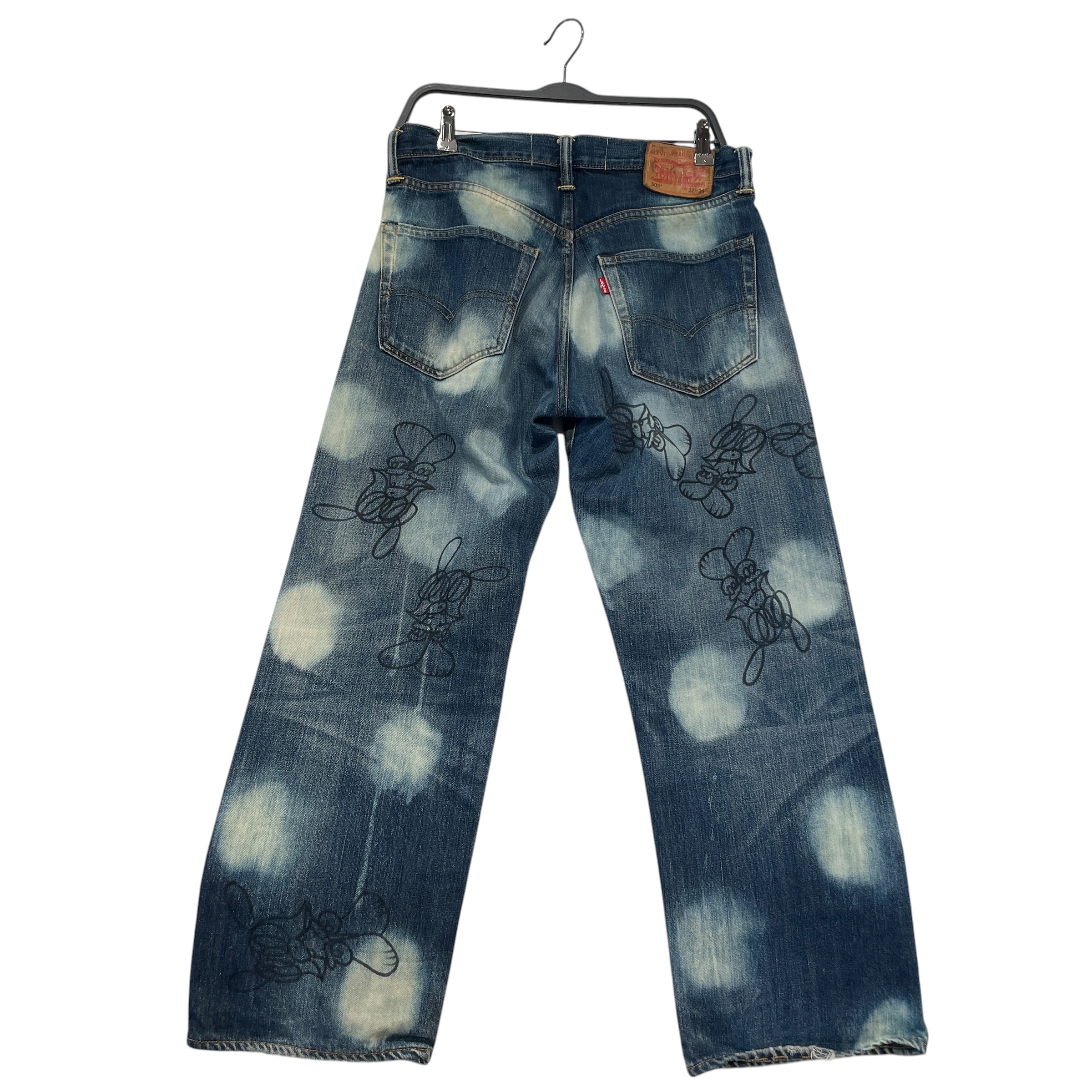 SKOLOCT/Straight Pants/32/Denim/BLU/All Over Print/Hand Drawn Denim view 2
