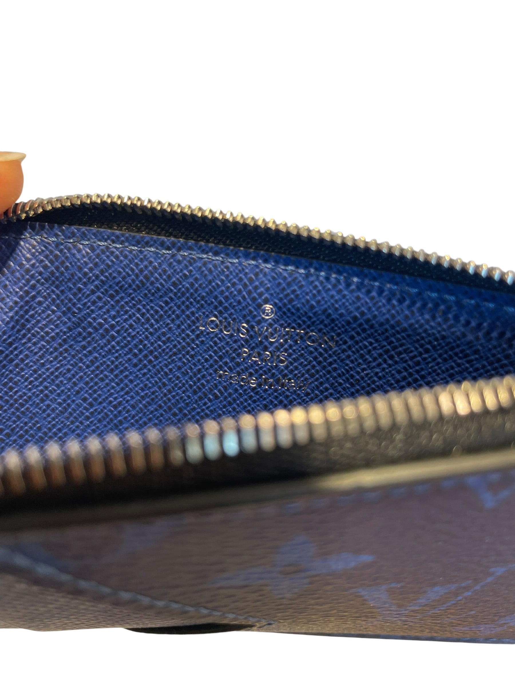 LOUIS VUITTON/Wallet/Monogram/Leather/NVY/M's/card/coin wallet/zipper view 4