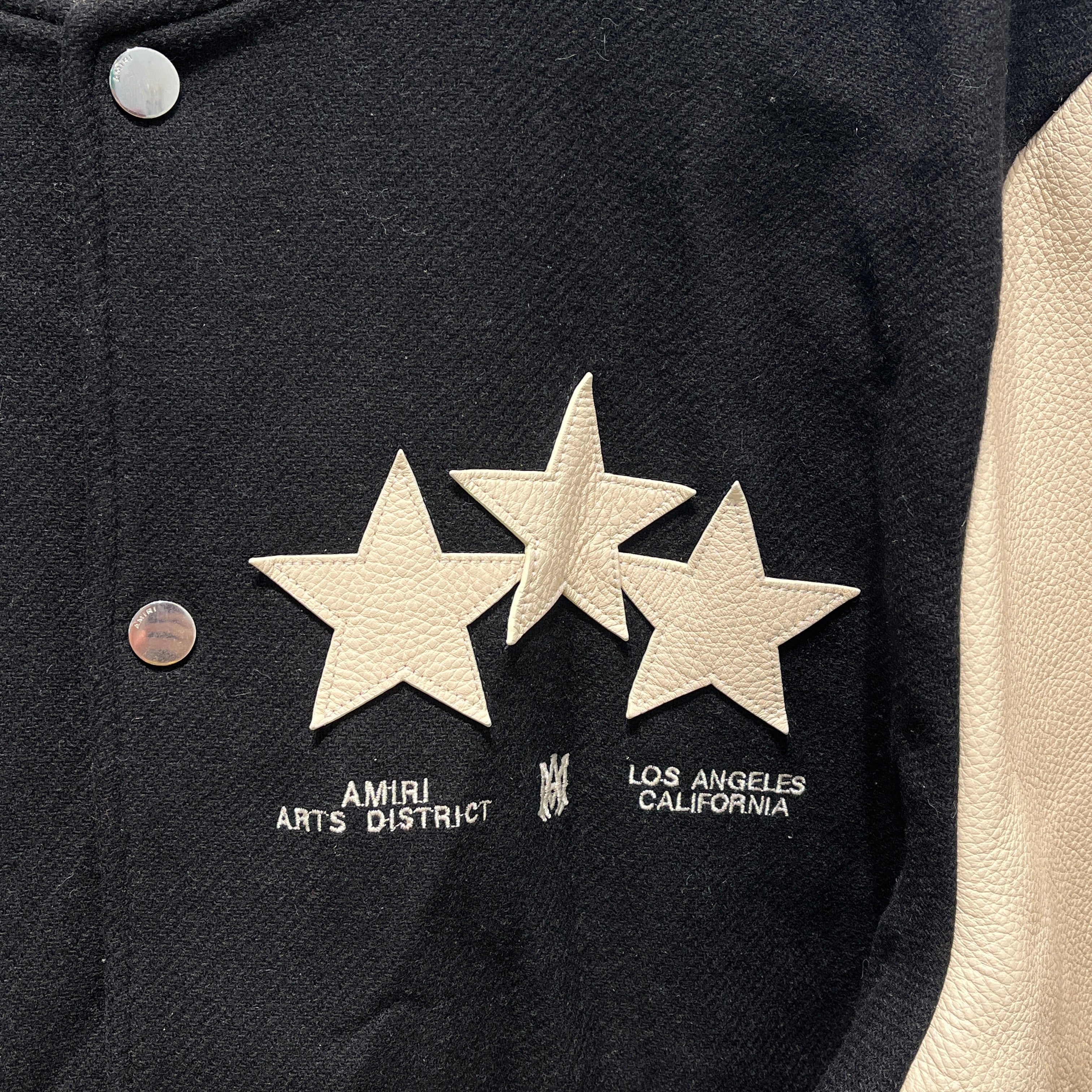 AMIRI/Leather Jkt/XL/Cotton/BLK/Stars Wool Varsity Jacket view 5