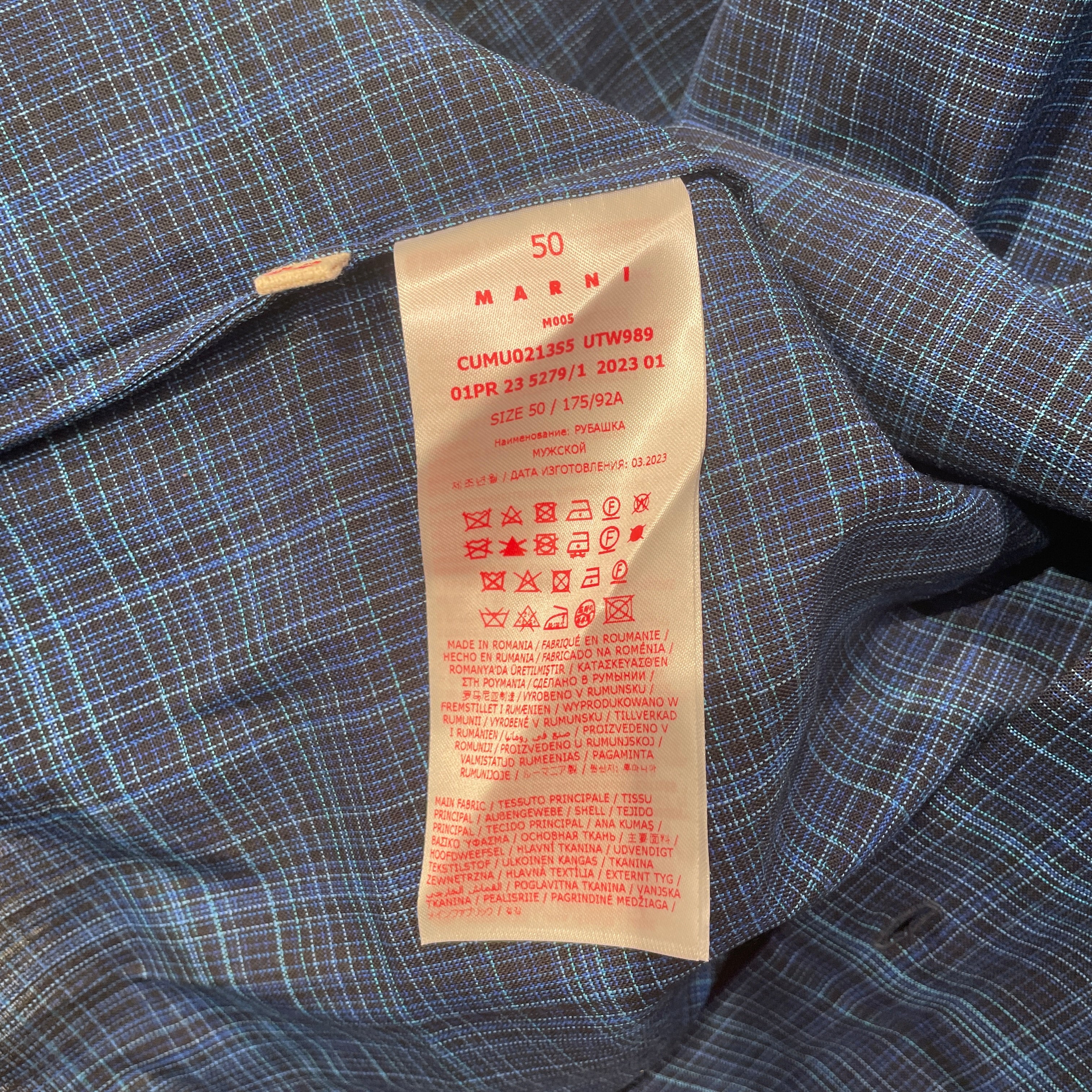 MARNI/SS Shirt/50/Cotton/BLU/Plaid/BLU/BLU PLAID SHORT SLEEVE view 4
