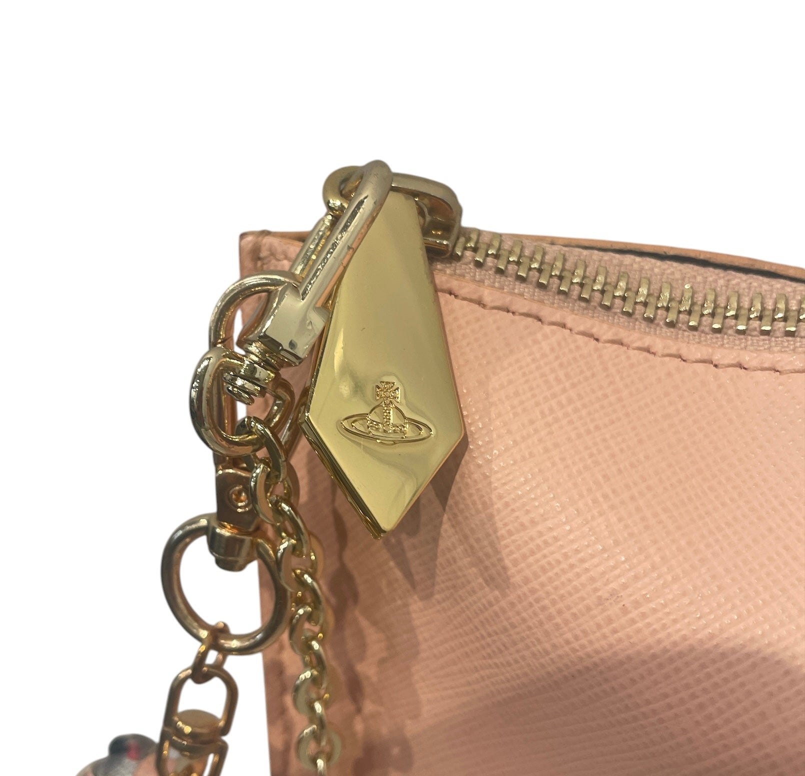 Vivienne Westwood/Cross Body Bag/Leather/PNK/scarf tied onto zip pull view 5