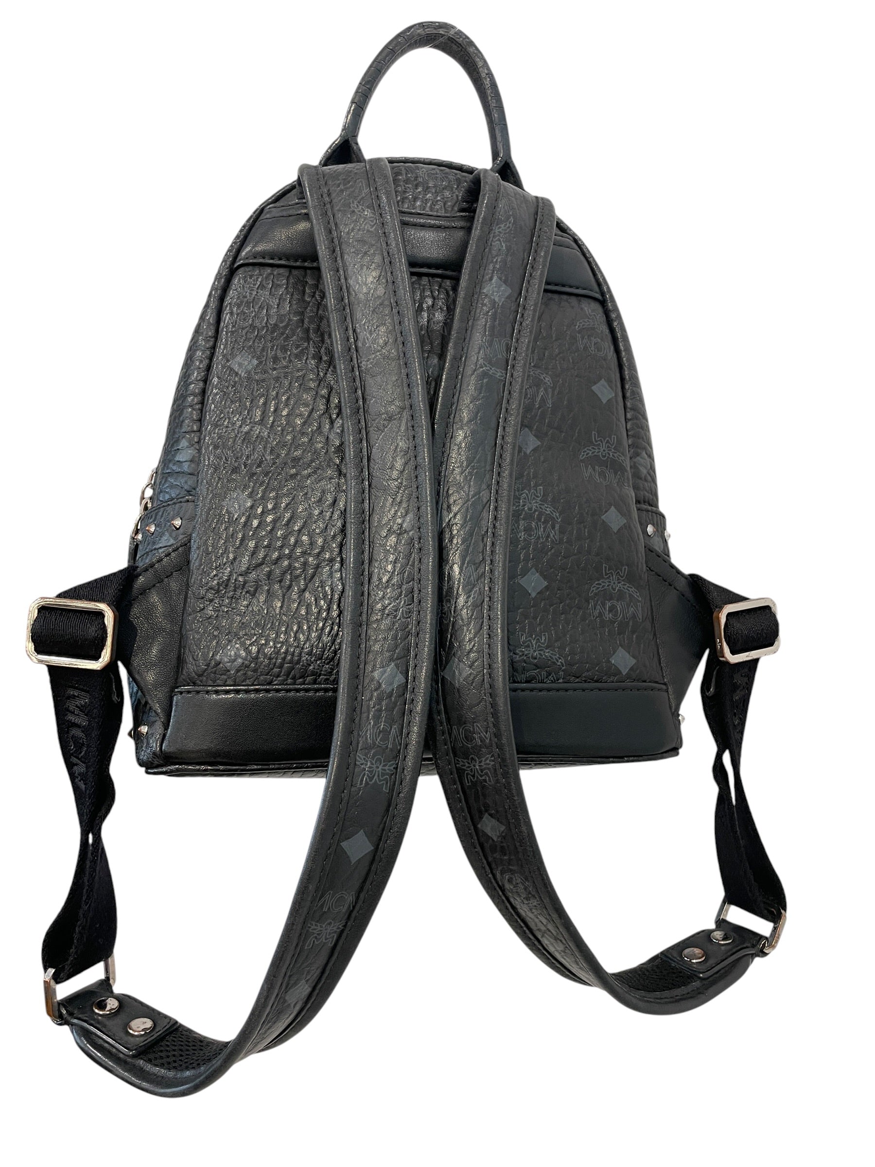 MCM/Backpack/Monogram/Leather/BLK/5962d mini spikes view 2