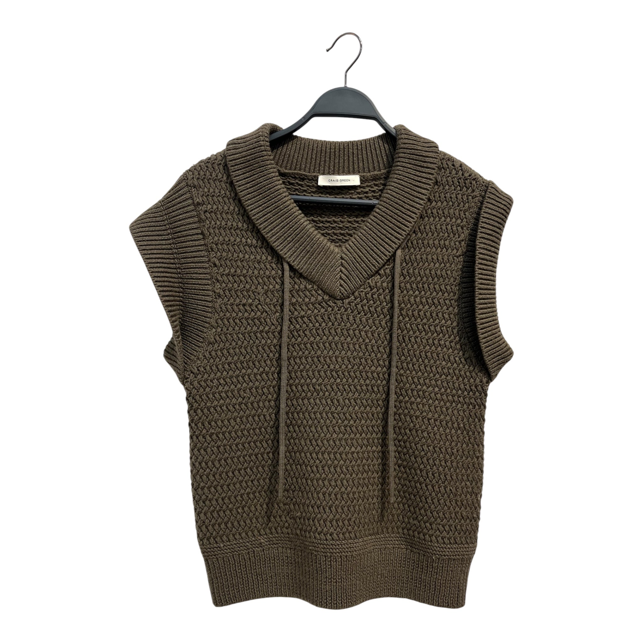 CRAIG GREEN/Knitted Vest/XS/Wool/GRN/no sleeves drawstring view 1
