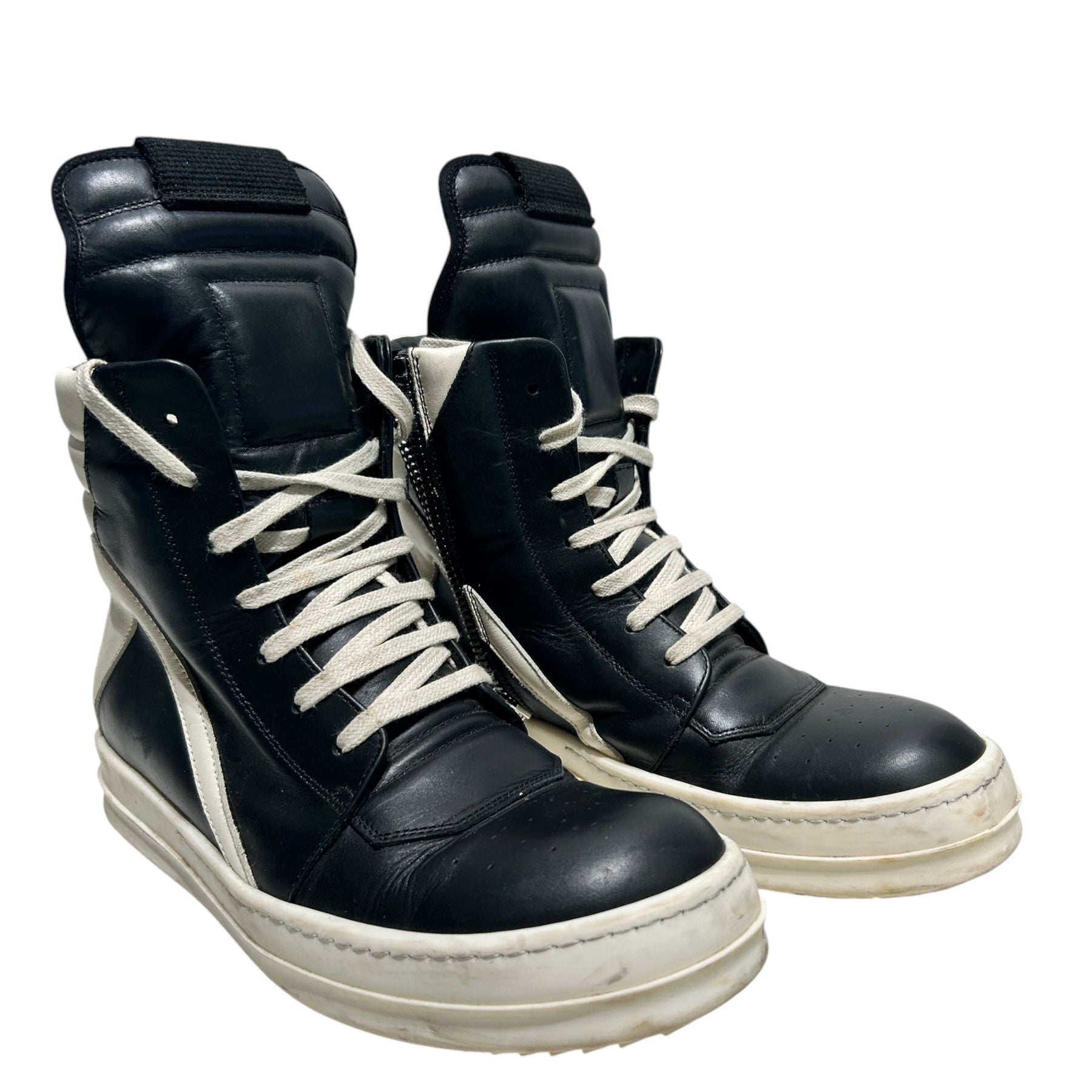 Rick Owens/Hi-Sneakers/EU 39/Leather/BLK/GEOBASKET BLACK AND WHITE