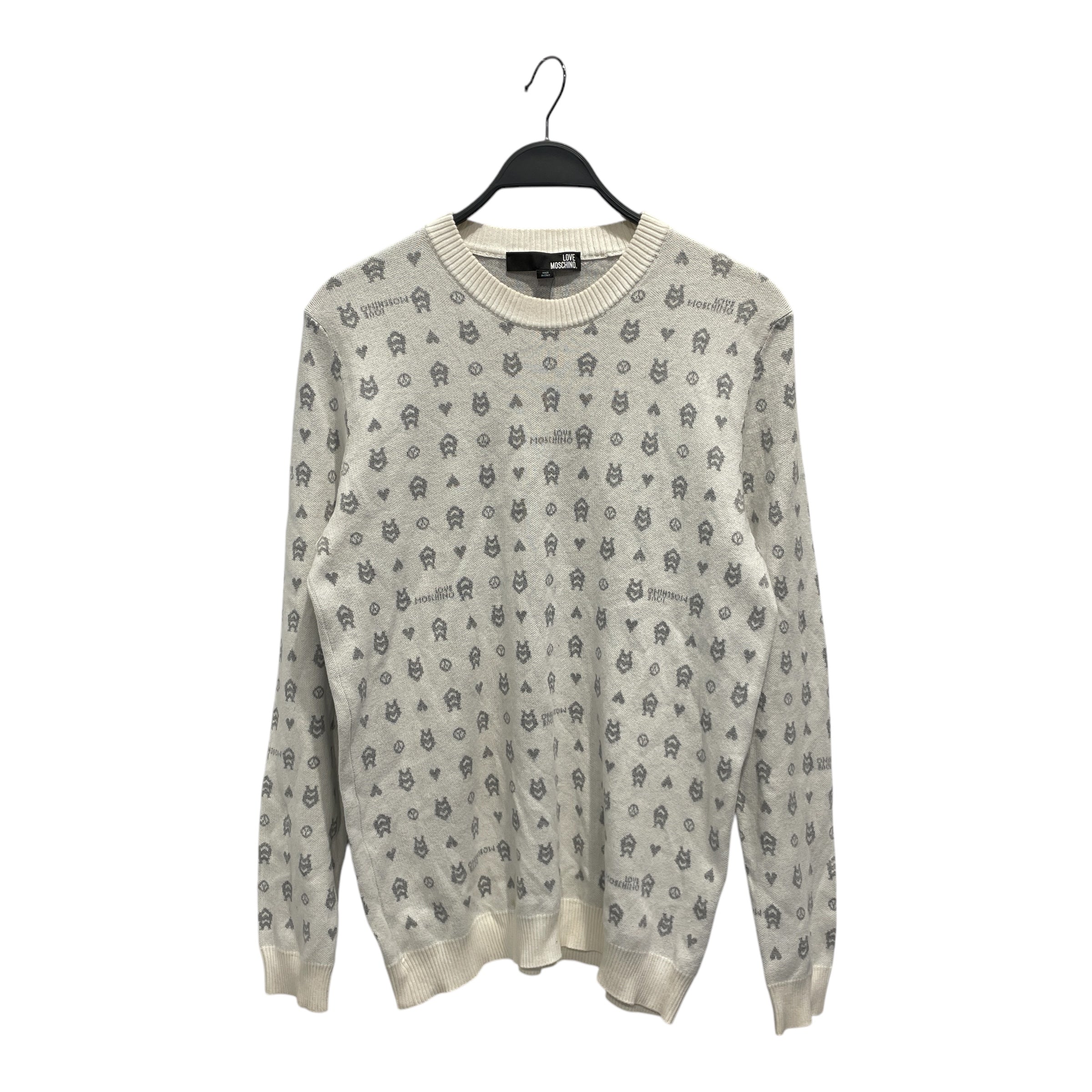 LOVE MOSCHINO/Sweater/M/Monogram/Cotton/WHT/ view 1