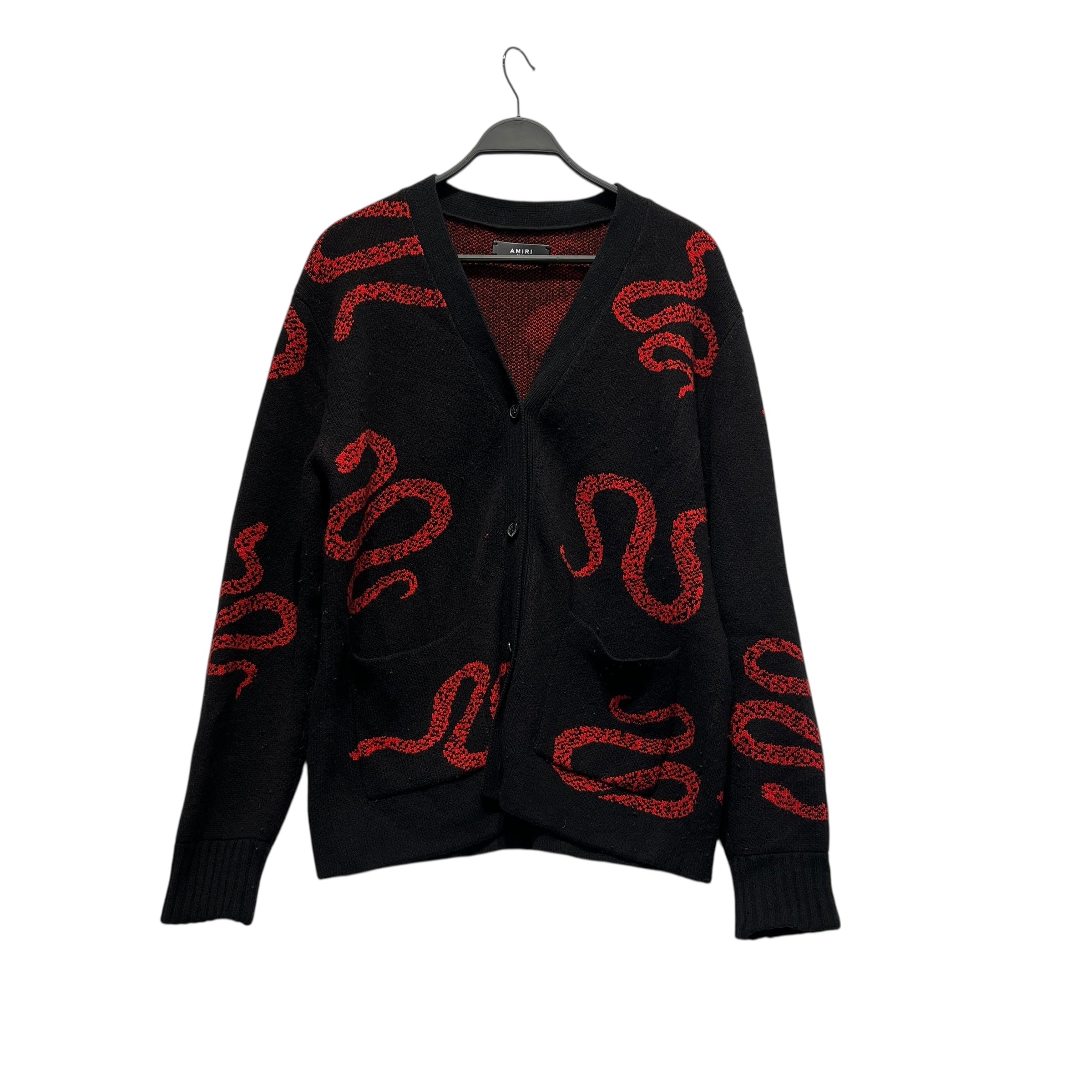AMIRI/Cardigan/S/All Over Print/Cashmere/BLK/BLACK & RED SNAKEPRINT view 1