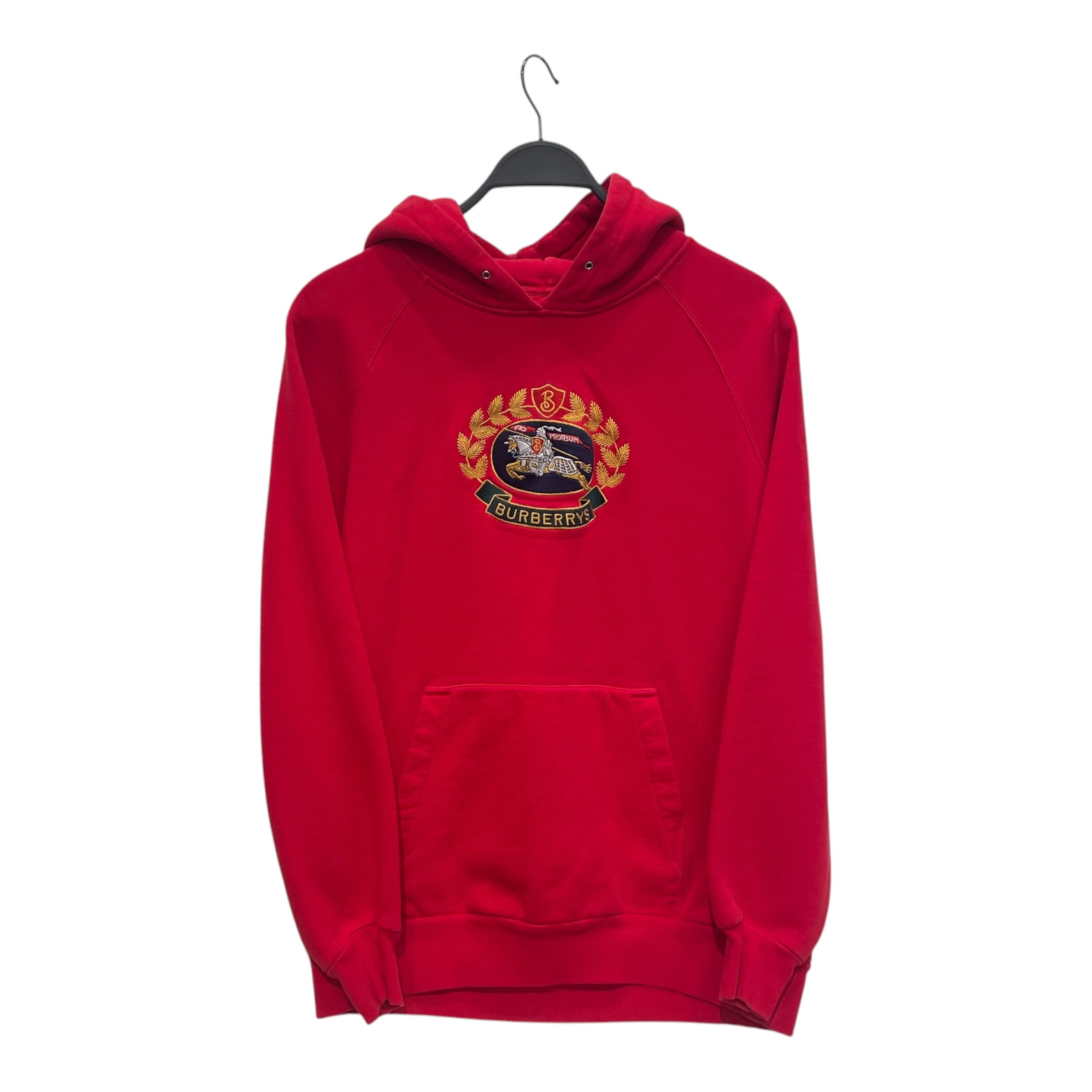 BURBERRY LONDON/Hoodie/S/Graphic/Cotton/RED/EMBRIODERED KNIGHT view 1