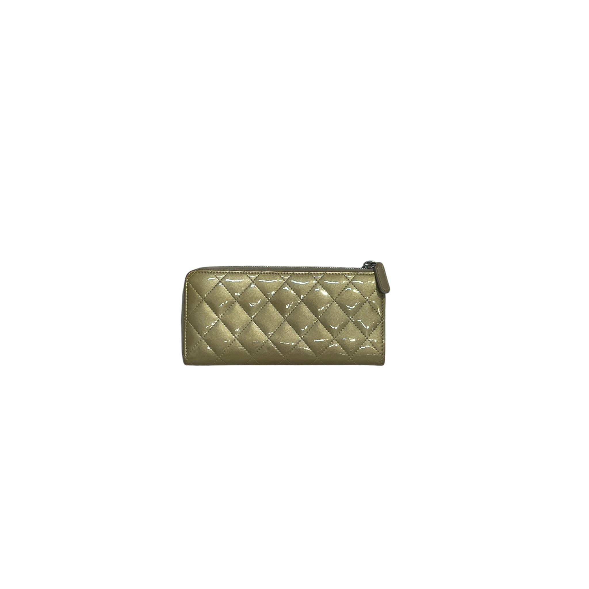 CHANEL/Long Wallet/Leather/GLD/Champagne-Patent-Quilted view 2