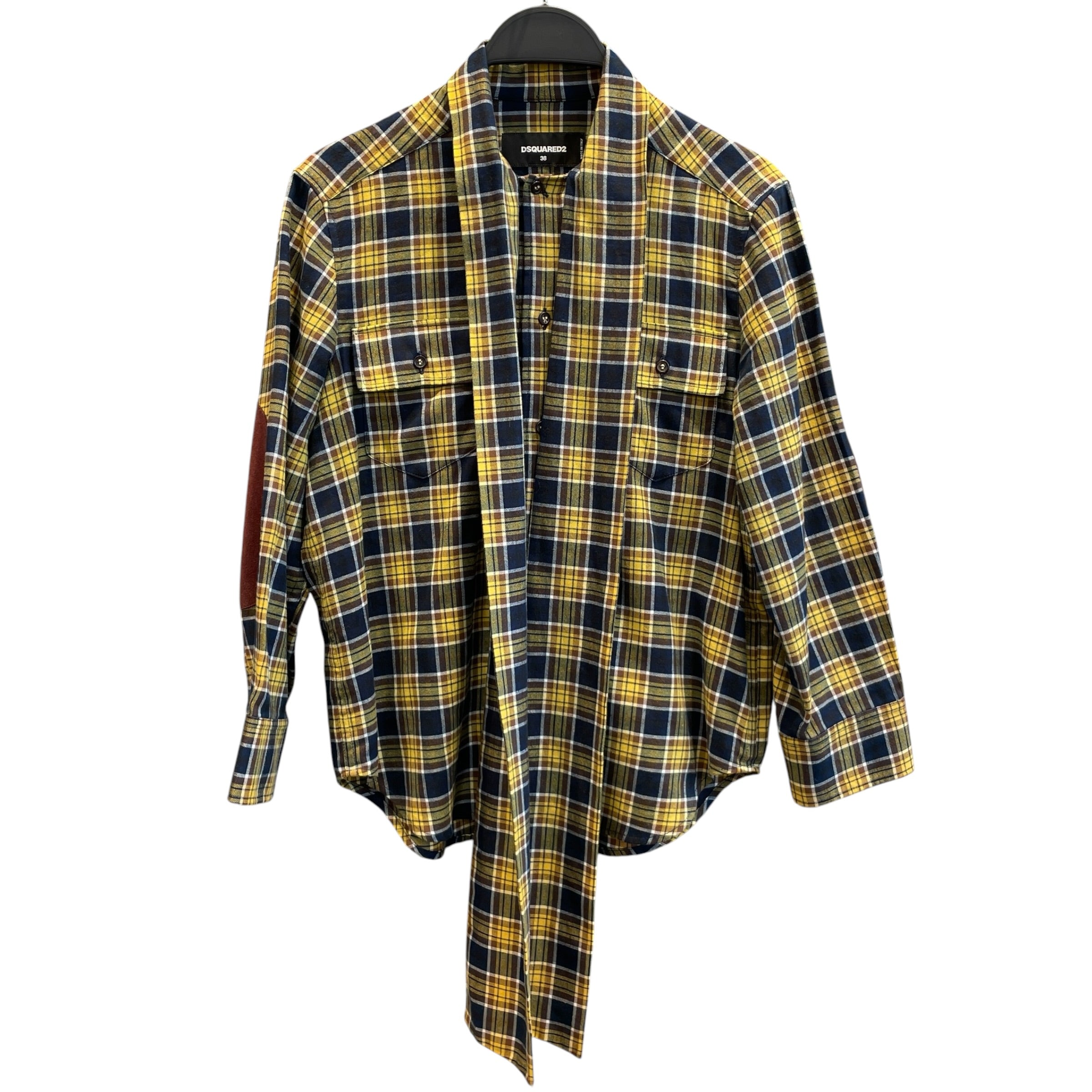 DSQUARED2/Flannel Shirt/38/Cotton/MLT/Plaid/elbow patch, neck tie flannel view 1
