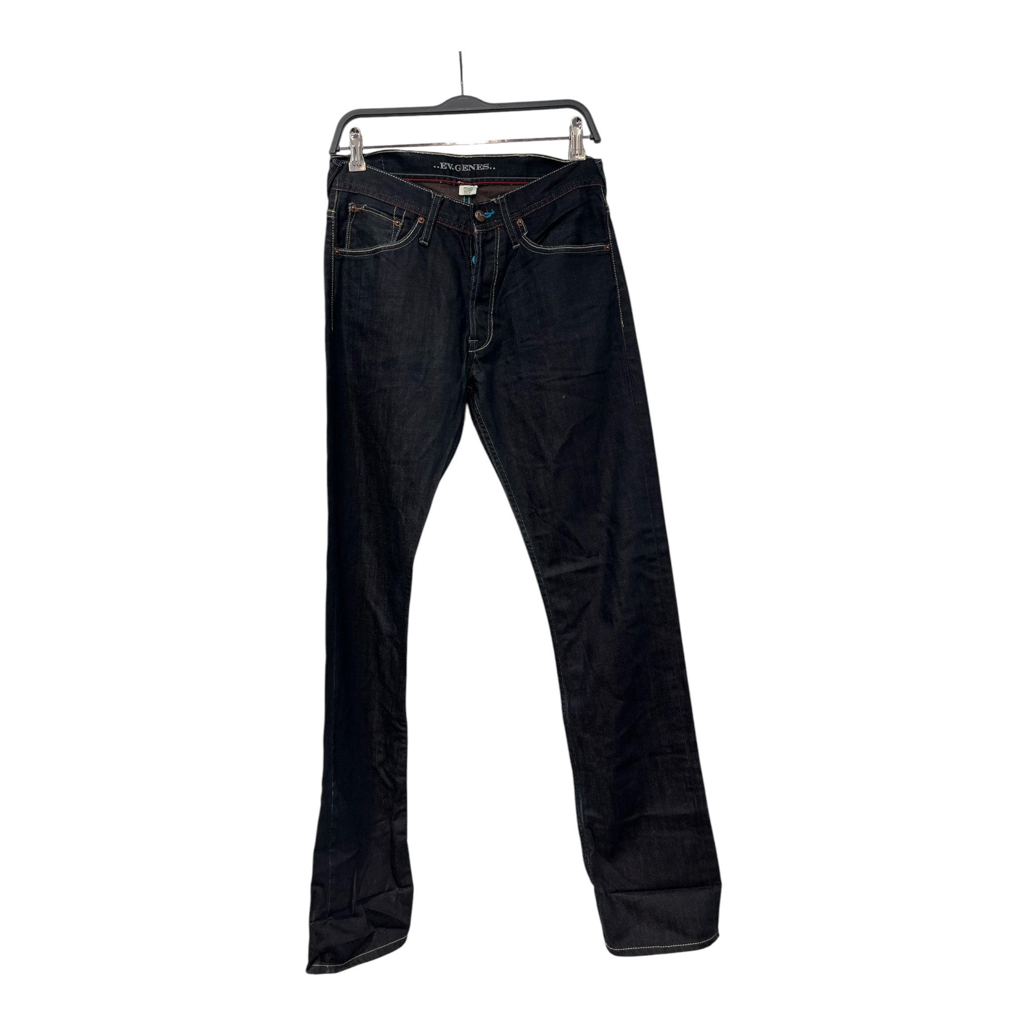 EVISU/Straight Pants/28/Denim/IDG/Button Fly/RN120435 dark indigo wash view 1