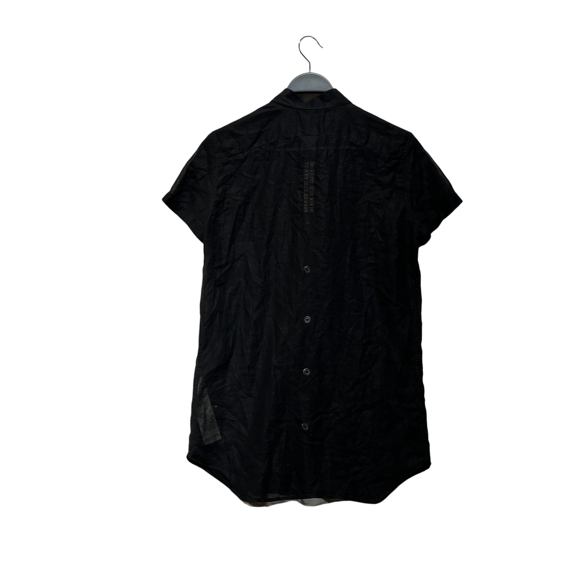 Rick Owens/SS Shirt/36/Polyester/BLK/SHEER COLLARLESS / SILVER BTTN view 2