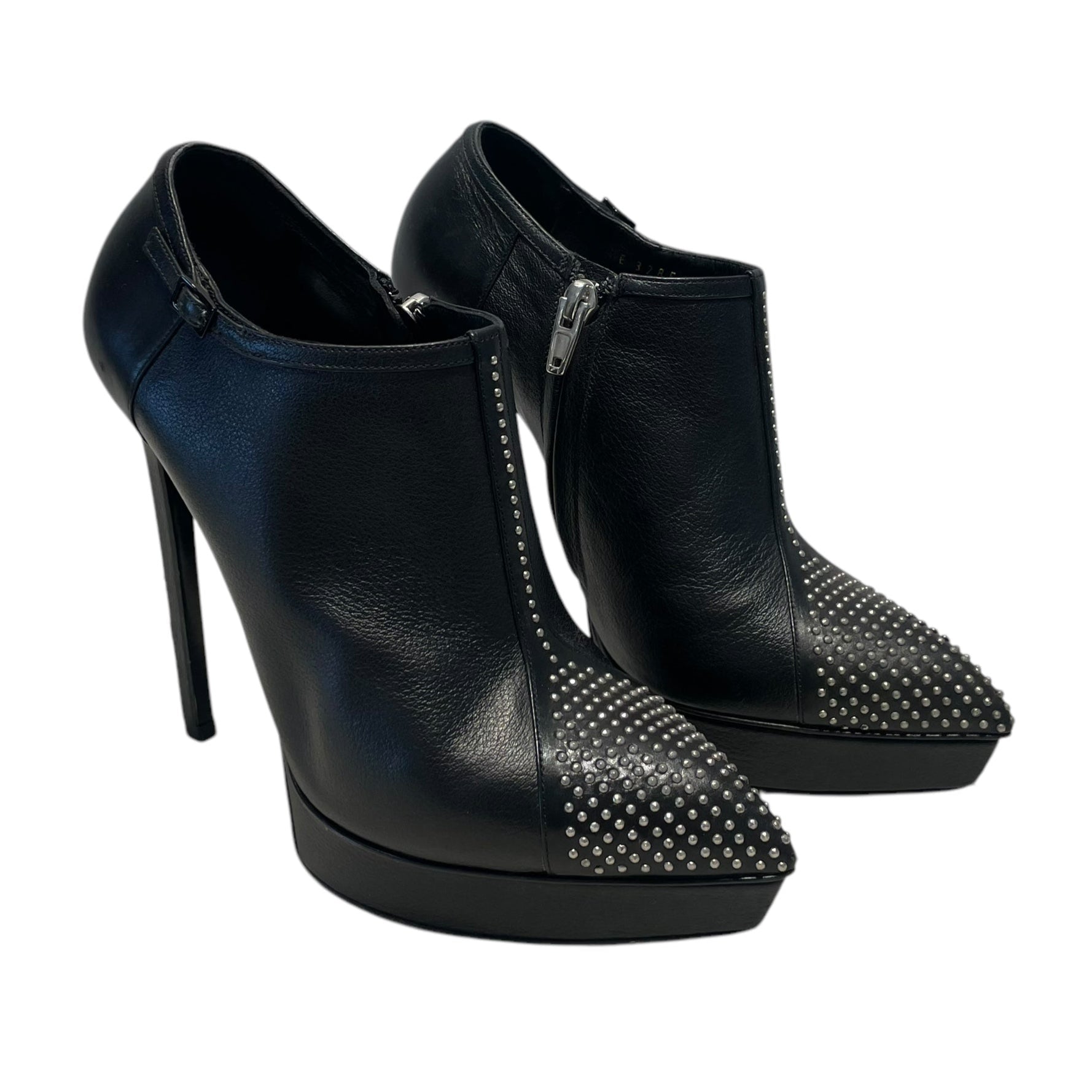 SAINT LAURENT/Heels/US 7/Leather/BLK/Ankle Strap/ view 1