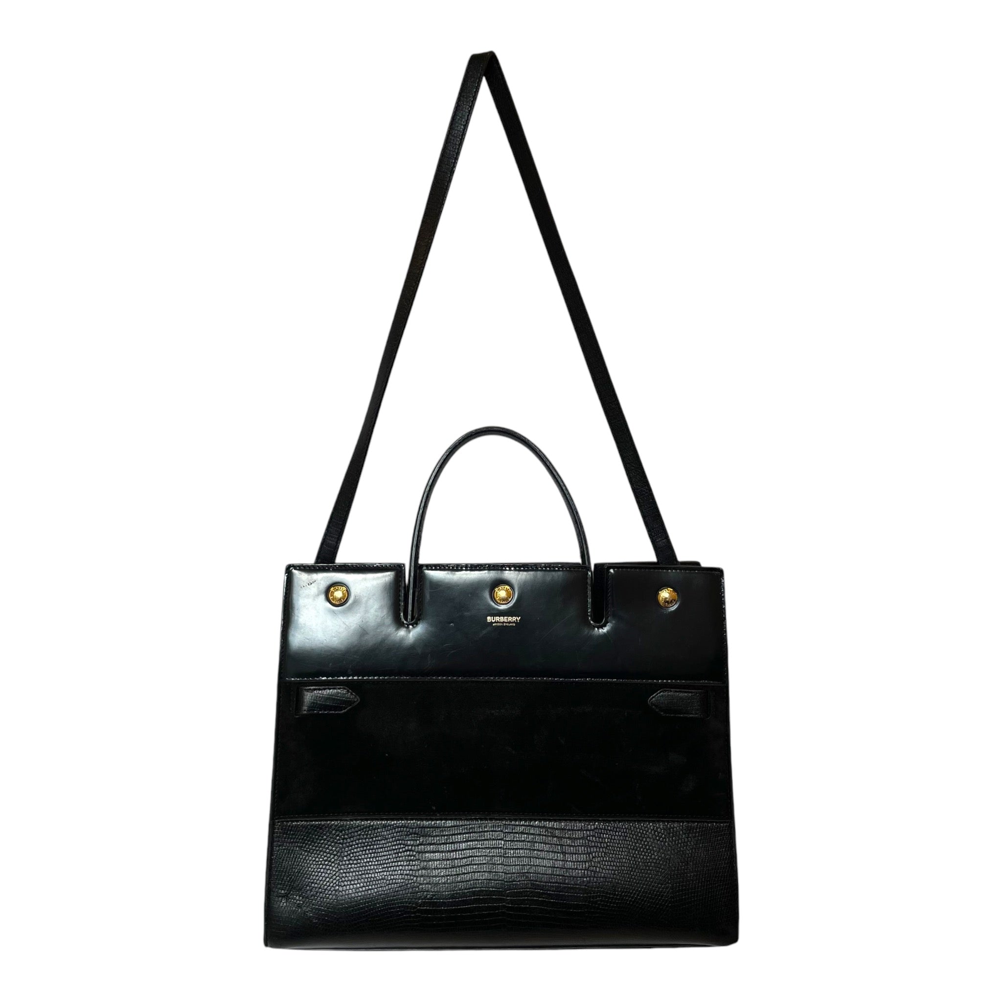 BURBERRY LONDON/Cross Body Bag/FREE/Leather/BLK/DEERSKIN EMBOSSED view 1