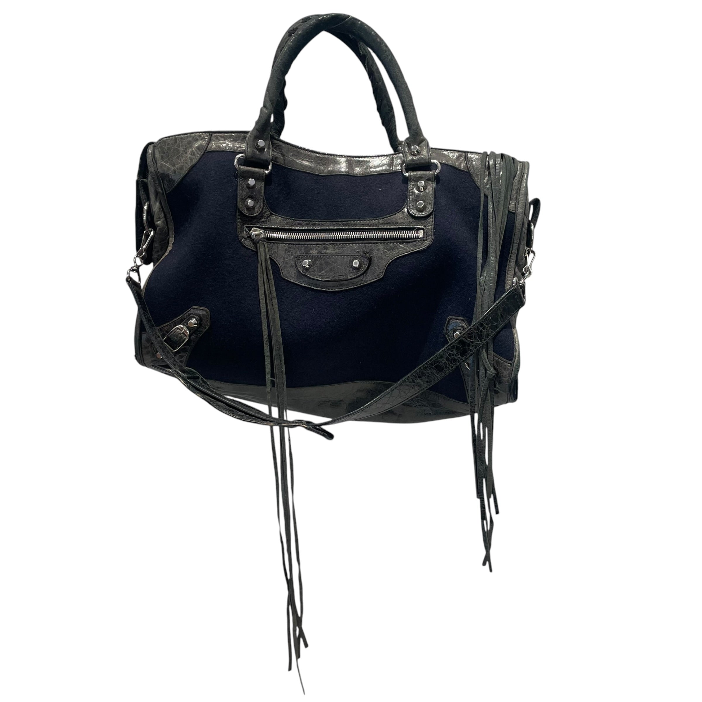 BALENCIAGA/Hand Bag/Border/Wool/NVY/Navy Wool Classic City Bag view 1