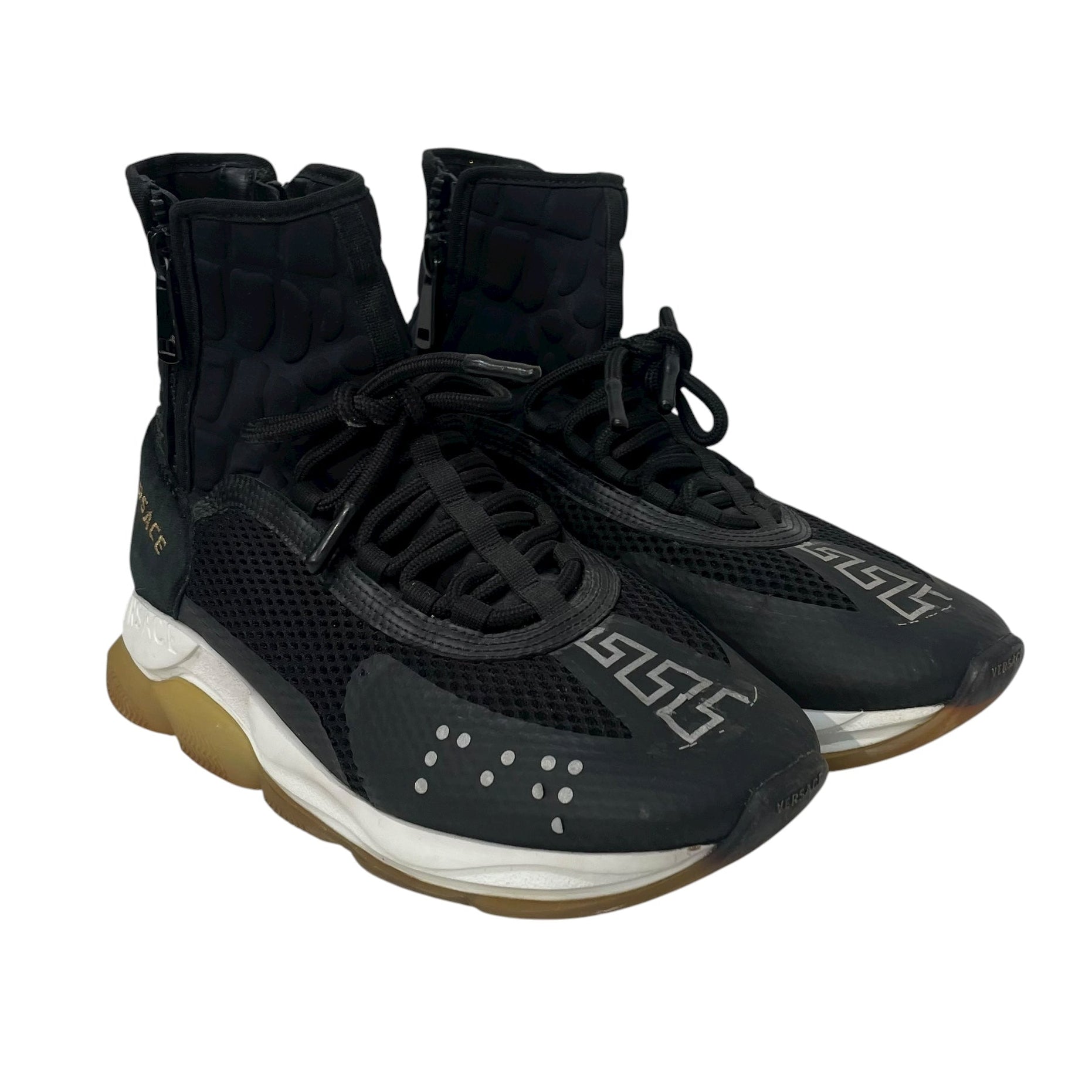 VERSACE/Low-Sneakers/EU 38.5/Border/Leather/WHT/TRIGRECA view 1