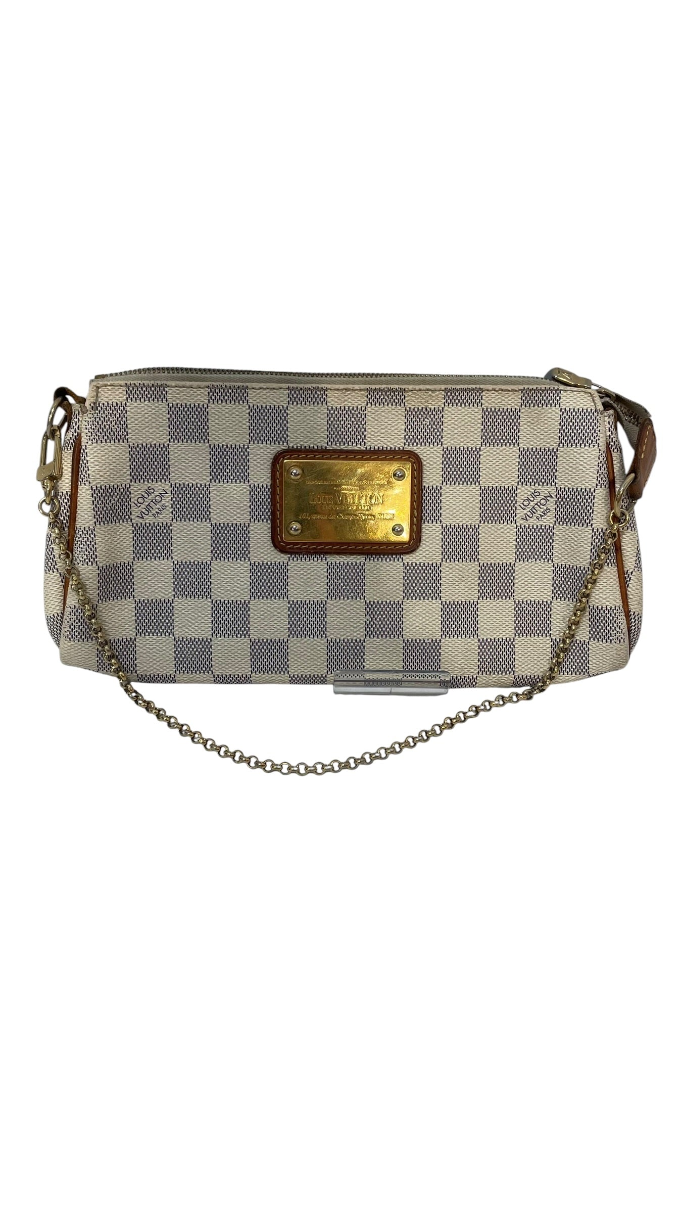 LOUIS VUITTON/Pouch/All Over Print/Leather/CRM/eva pochette damier azur view 1