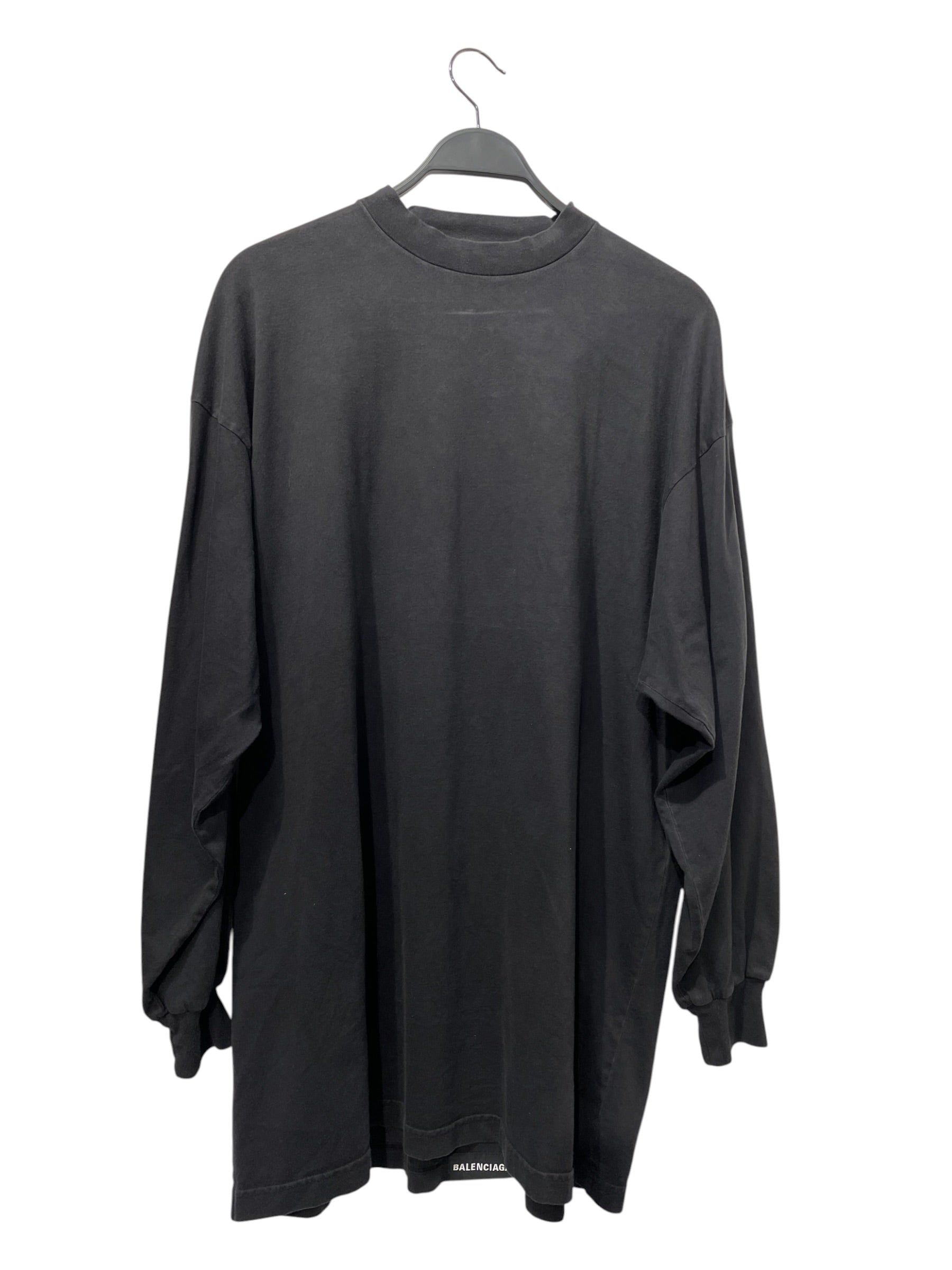 BALENCIAGA/LS T-Shirt/3/Cotton/BLK/blank logo on bottom back view 1