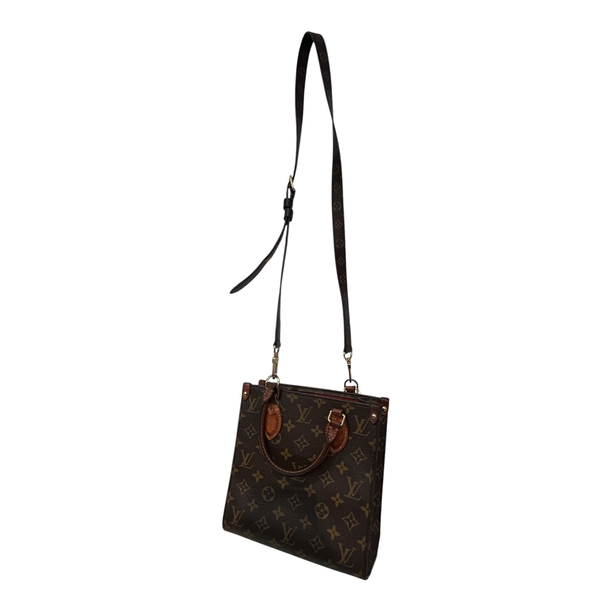 LOUIS VUITTON/Cross Body Bag/Monogram/Leather/BRW/SAC PLAT PETITE RED INTERIOR view 1