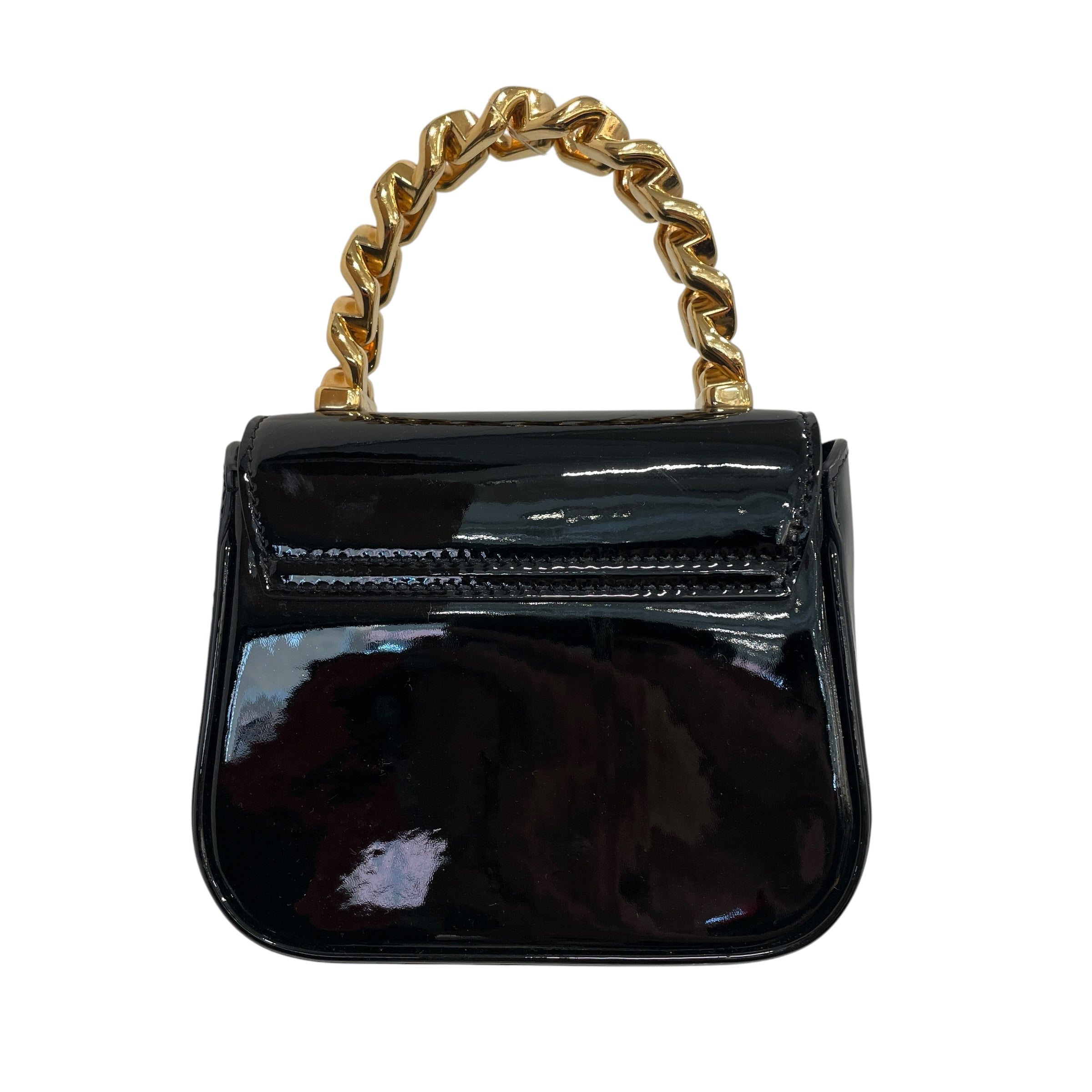 VERSACE/Hand Bag/Leather/BLK/GOLD METAL STRAP/ GOLD LOGO view 2