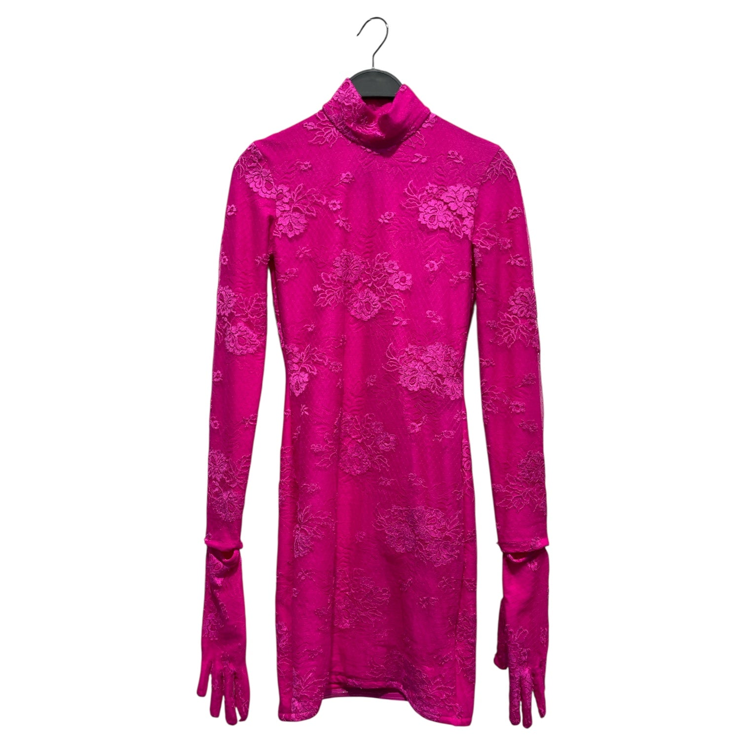 BALENCIAGA/LS Dress/34/Floral Pattern/Cotton/PNK/gloves attached view 1