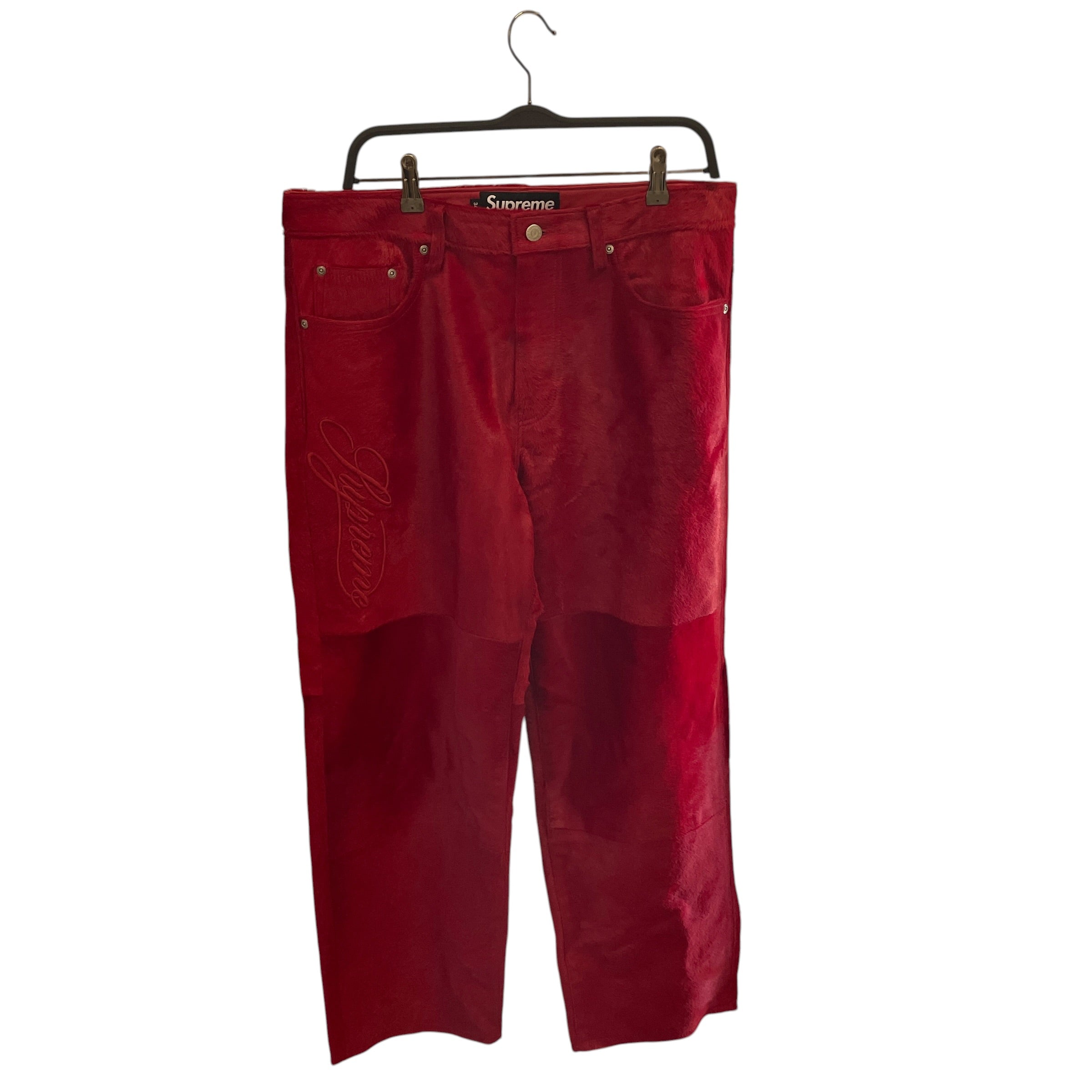 Supreme/Pants/34/Fur/RED/SCRIPT LEFT THIGH LOGO view 1