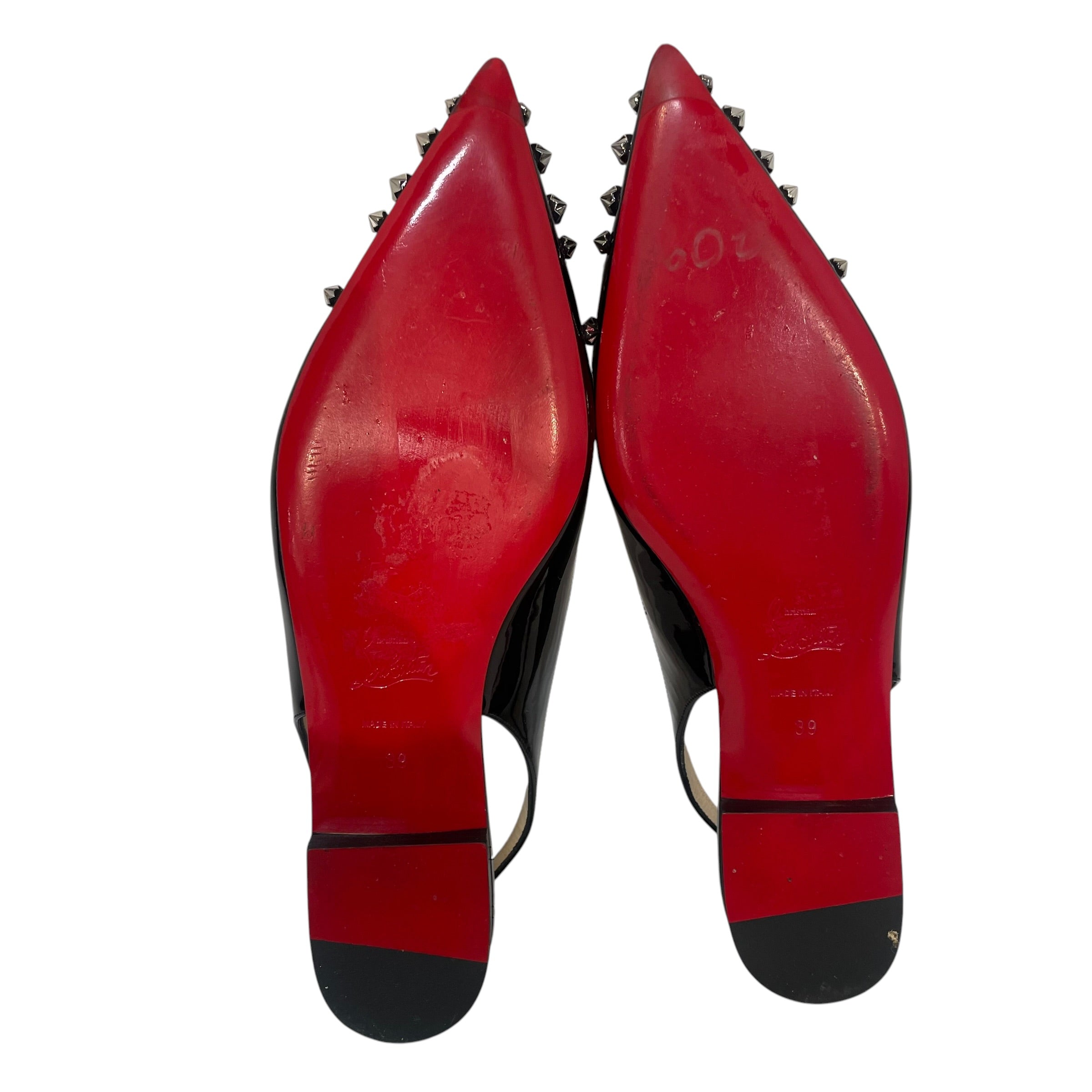 Christian Louboutin/Flat Shoes/EU 39/Leather/BLK/Drama Sling Wth Studs view 4