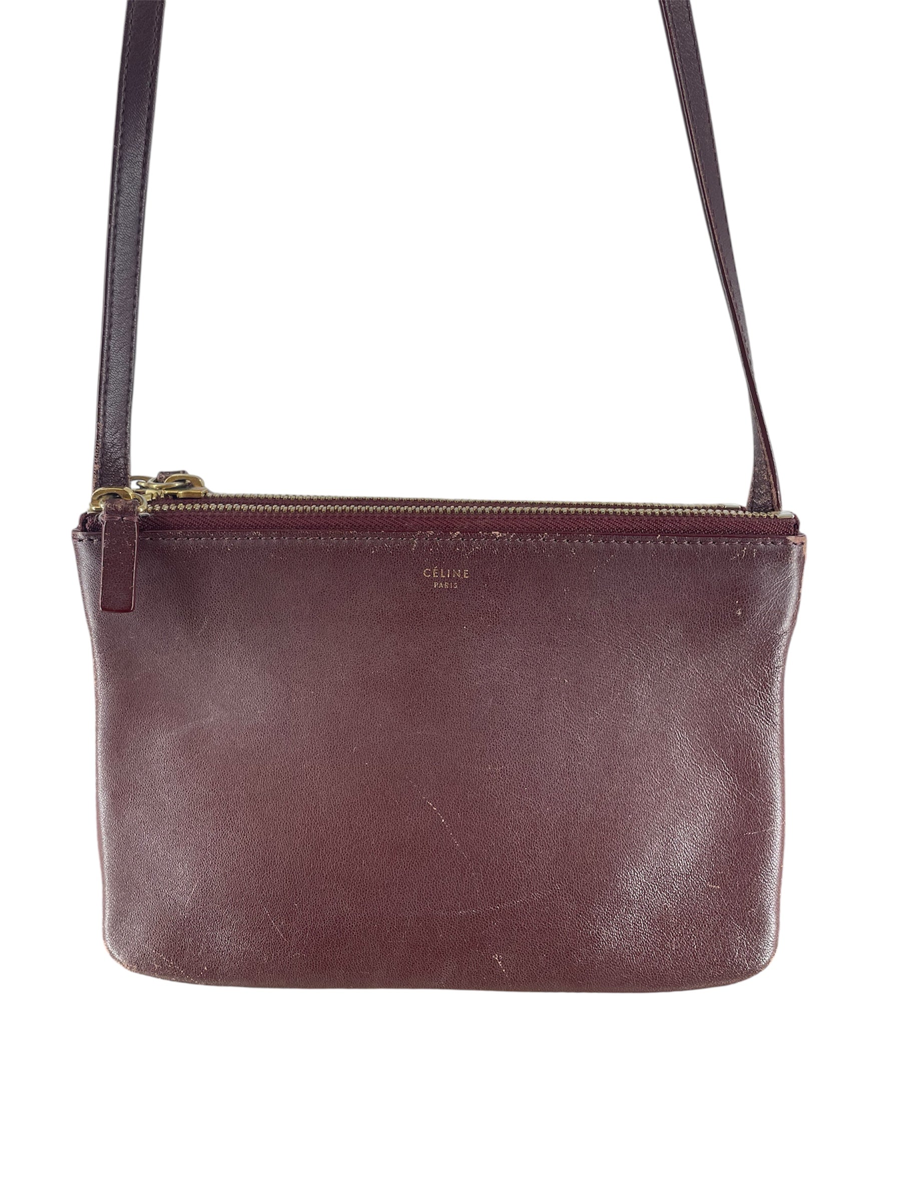CELINE/Cross Body Bag/OS/Leather/BRD/TRIPLE POUCH BAG view 3