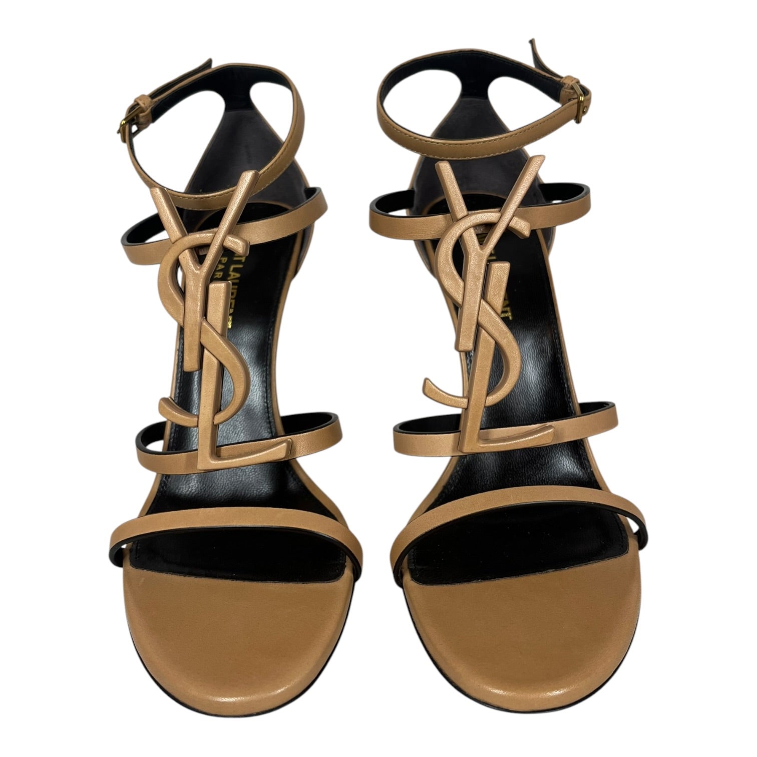 SAINT LAURENT/Heels/EU 38/Leather/BEG/CASSANDRA STRAP HEEL view 3
