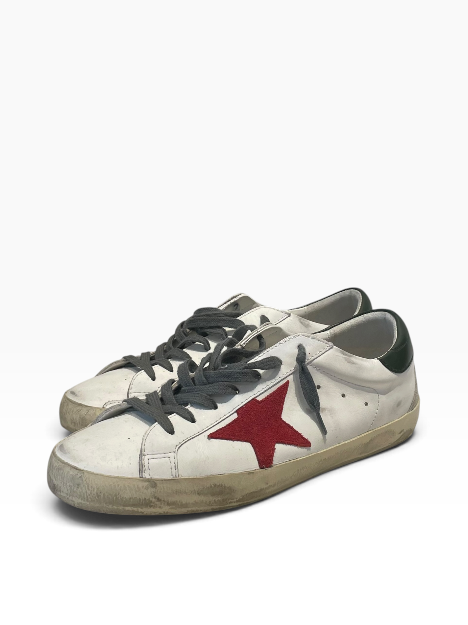 GOLDEN GOOSE/Low-Sneakers/US 10/Leather/WHT/SUPER STAR GREEN HEEL TAB view 1