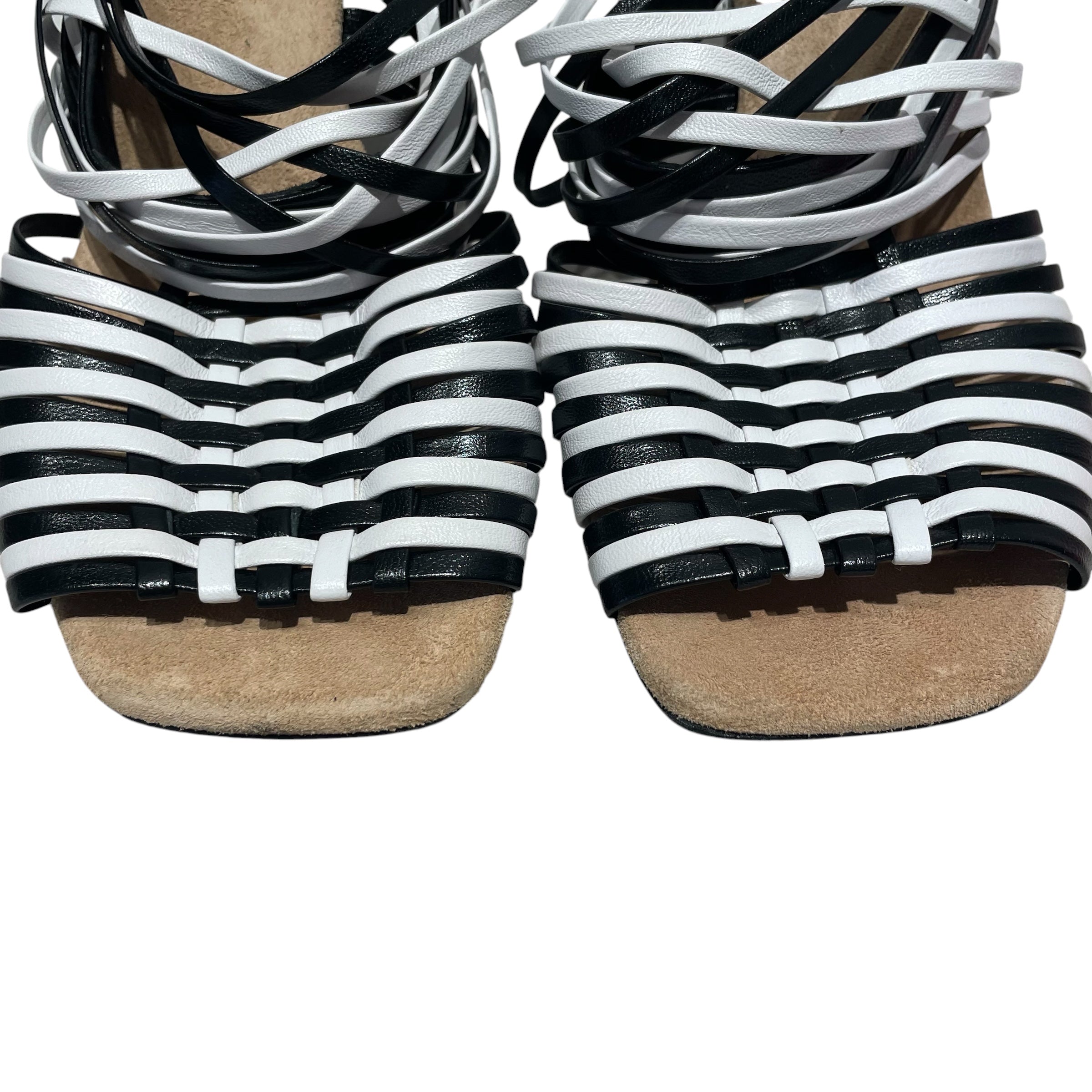 DRIES VAN NOTEN/Heels/EU 39.5/Stripe/Leather/MLT/Bi-Color Caged Heel view 4
