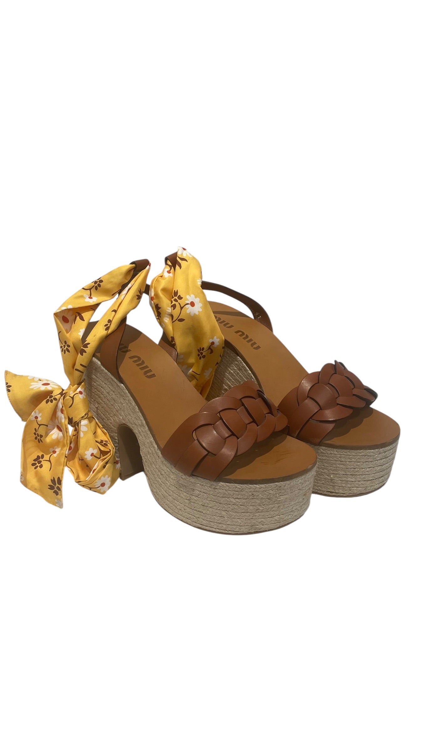 MIU MIU/Heels/EU 41/CRM/yellow floral scarf view 1