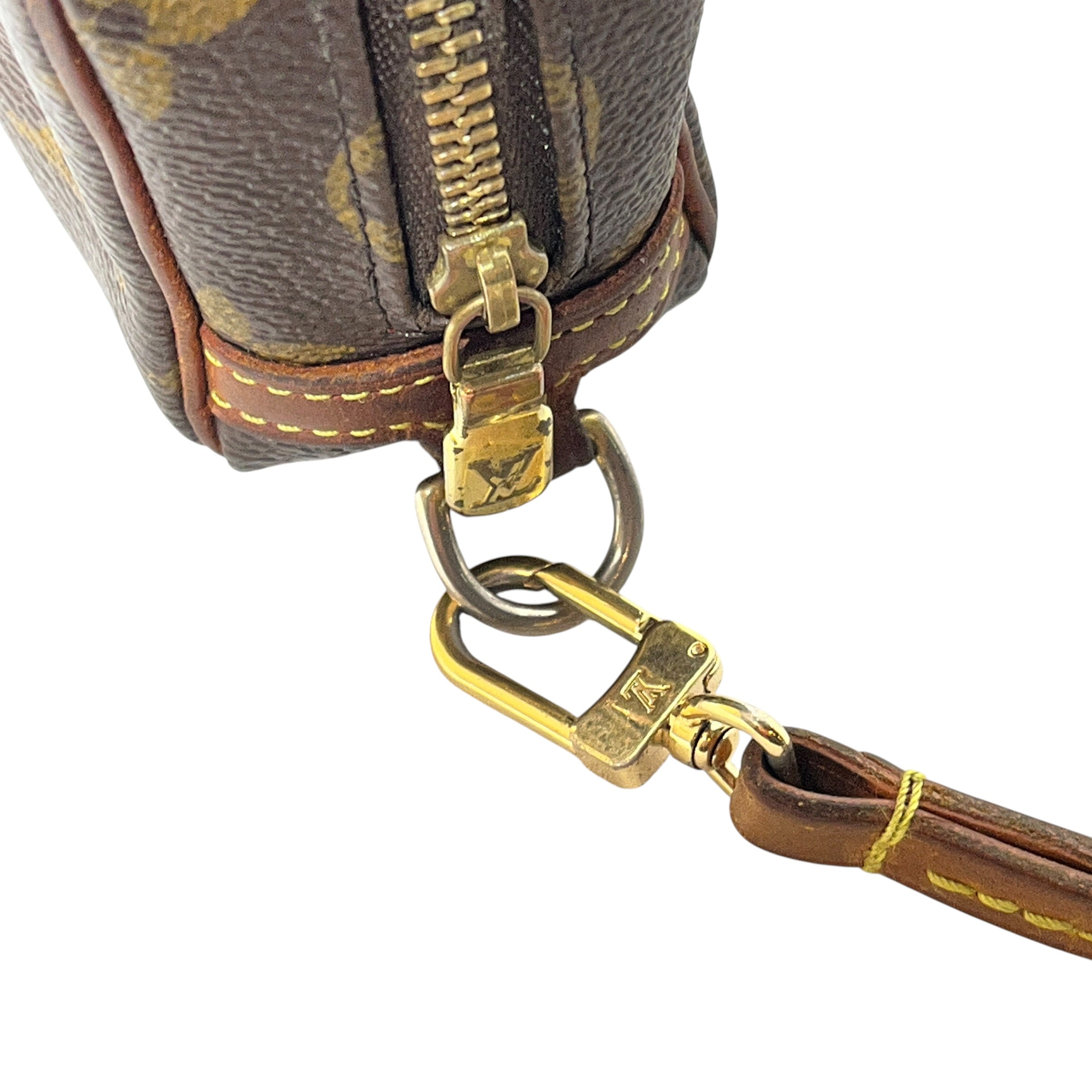 LOUIS VUITTON/Pouch/Monogram/Leather/BRW/Pochette w/ Wrist Strap view 3