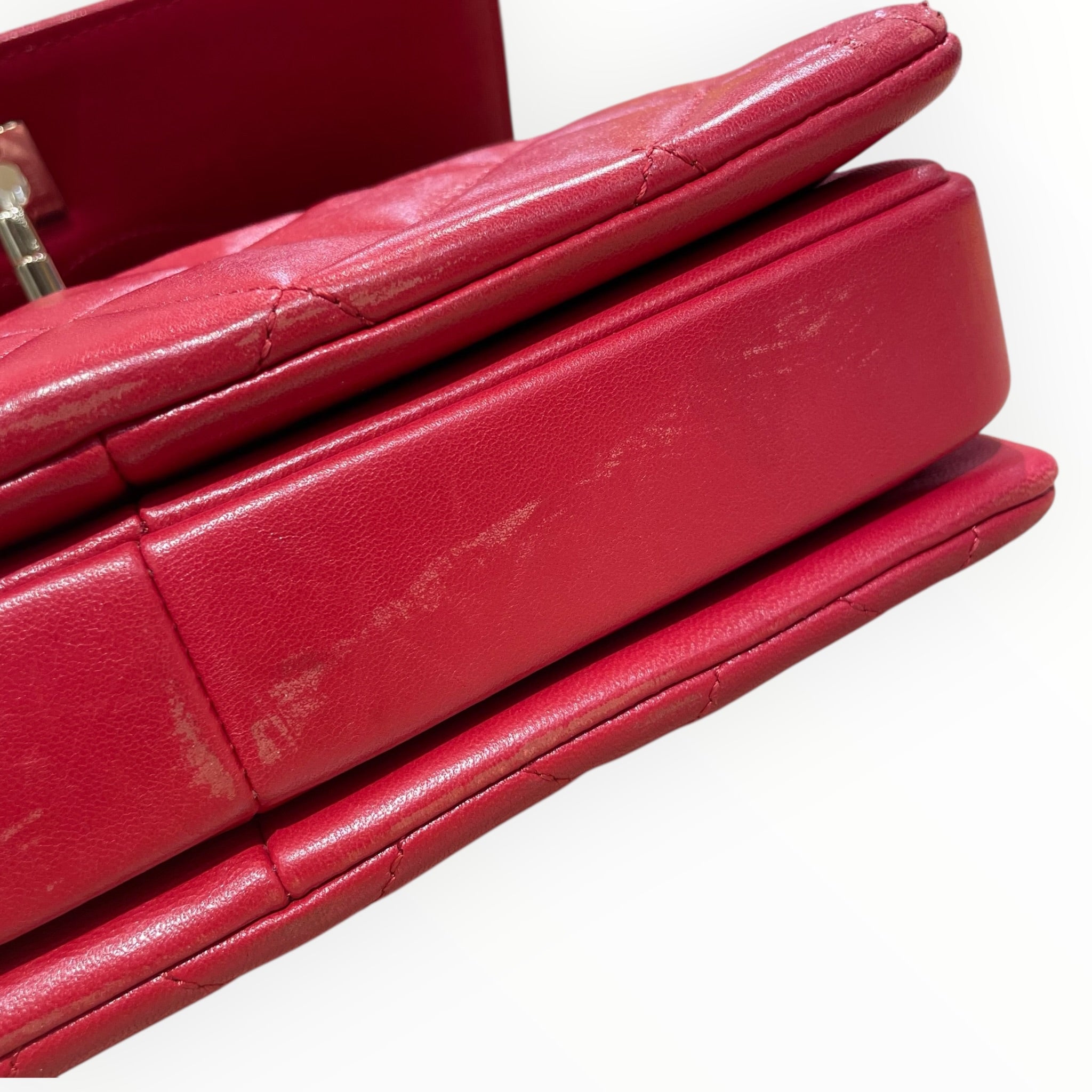 CHANEL/Cross Body Bag/Leather/RED/Gold hardware, Braided strap view 8