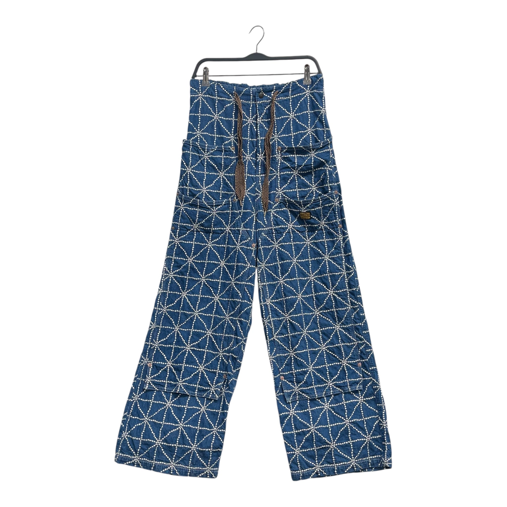 KAPITAL/Pants/3/Cotton/BLU/All Over Print/ALL OVER WHITE EMBROIDERY view 1