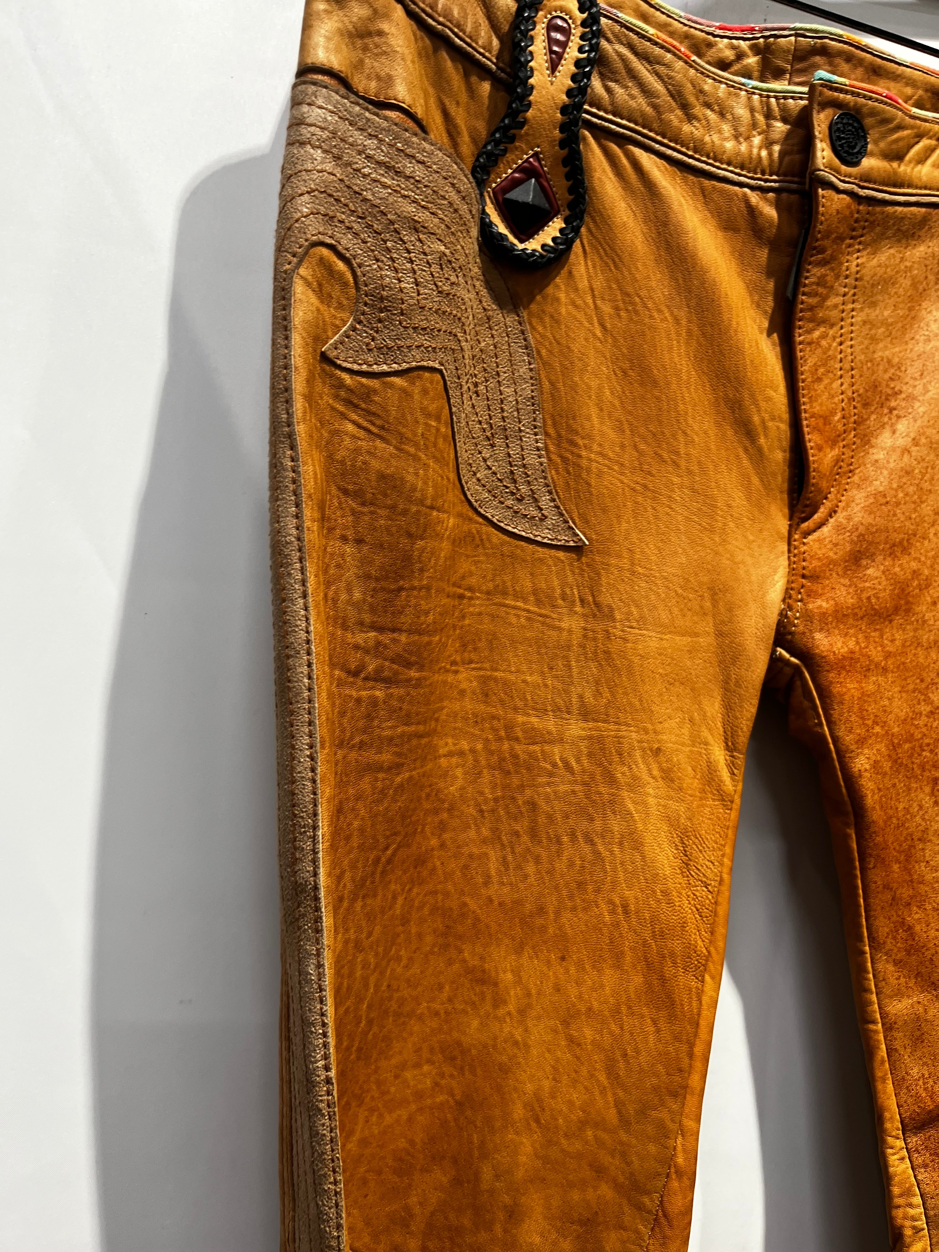 roberto cavalli/Straight Pants/8/Leather/CML/buckle back view 5