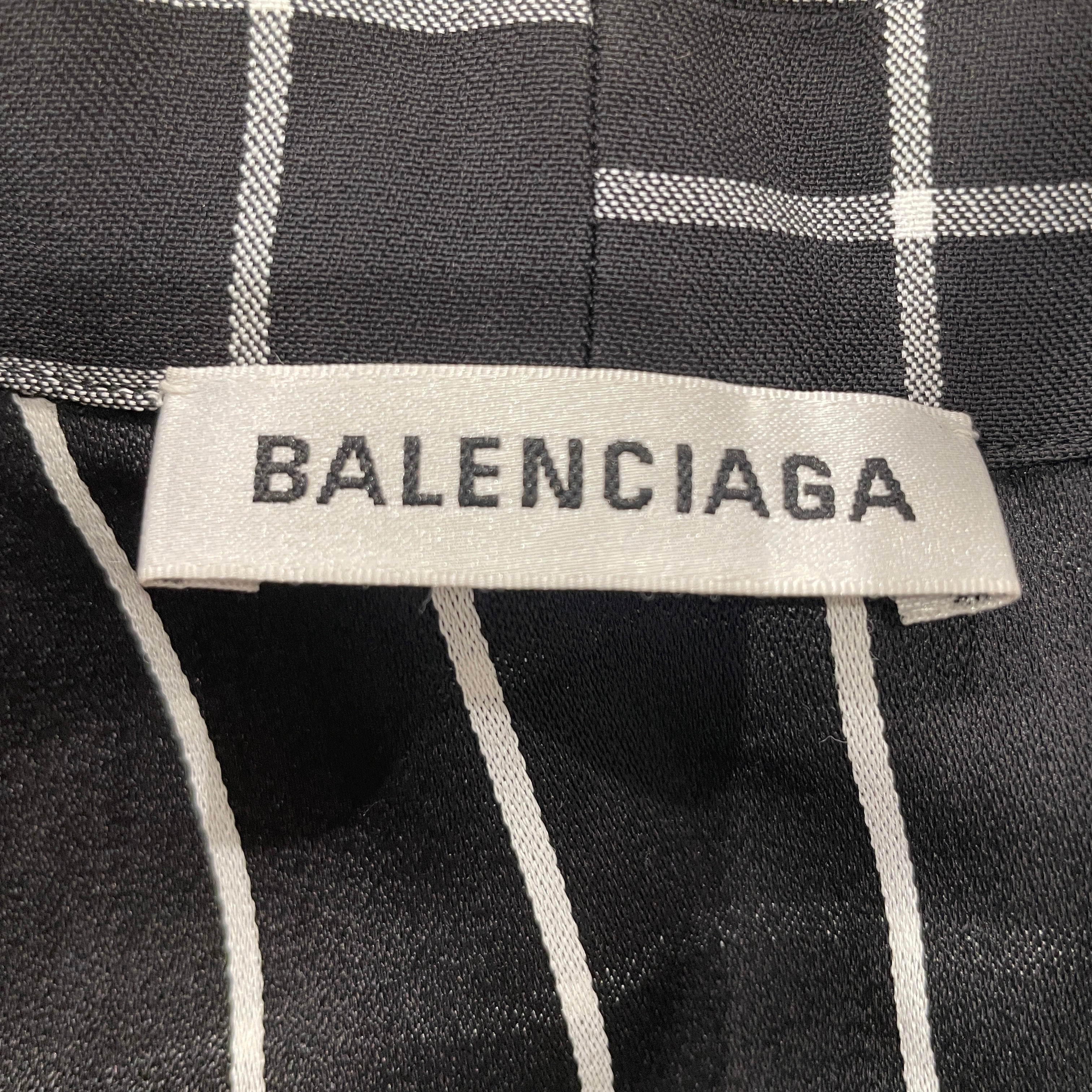 BALENCIAGA/SL Blouse/34/Plaid/Polyester/BLK/WHT STRIPE ASYMETRIC TOP view 4