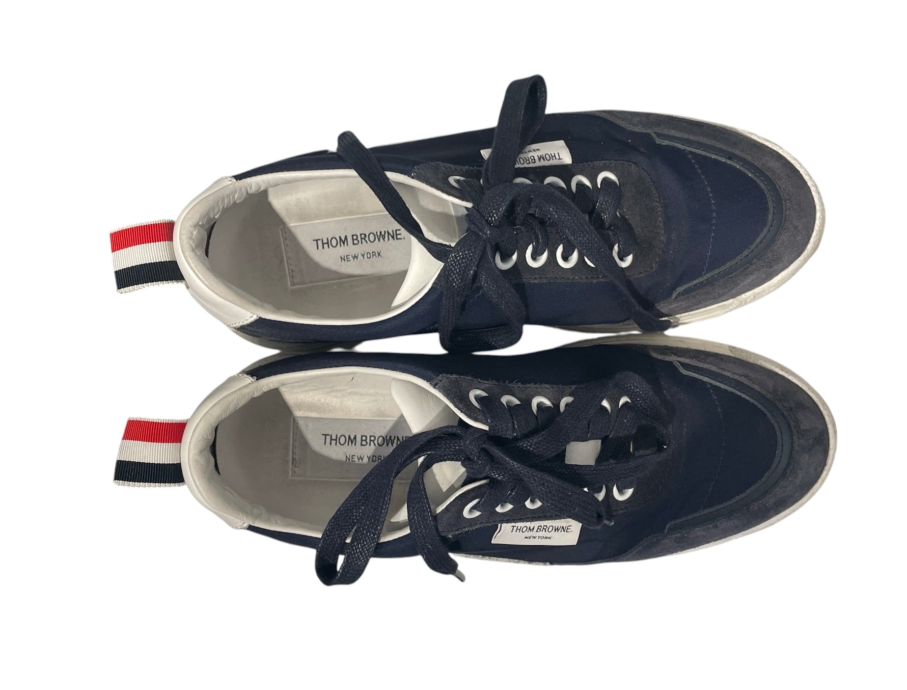 THOM BROWNE. NEW YORK/Low-Sneakers/US 7.5/Cotton/NVY/suede lace up view 3