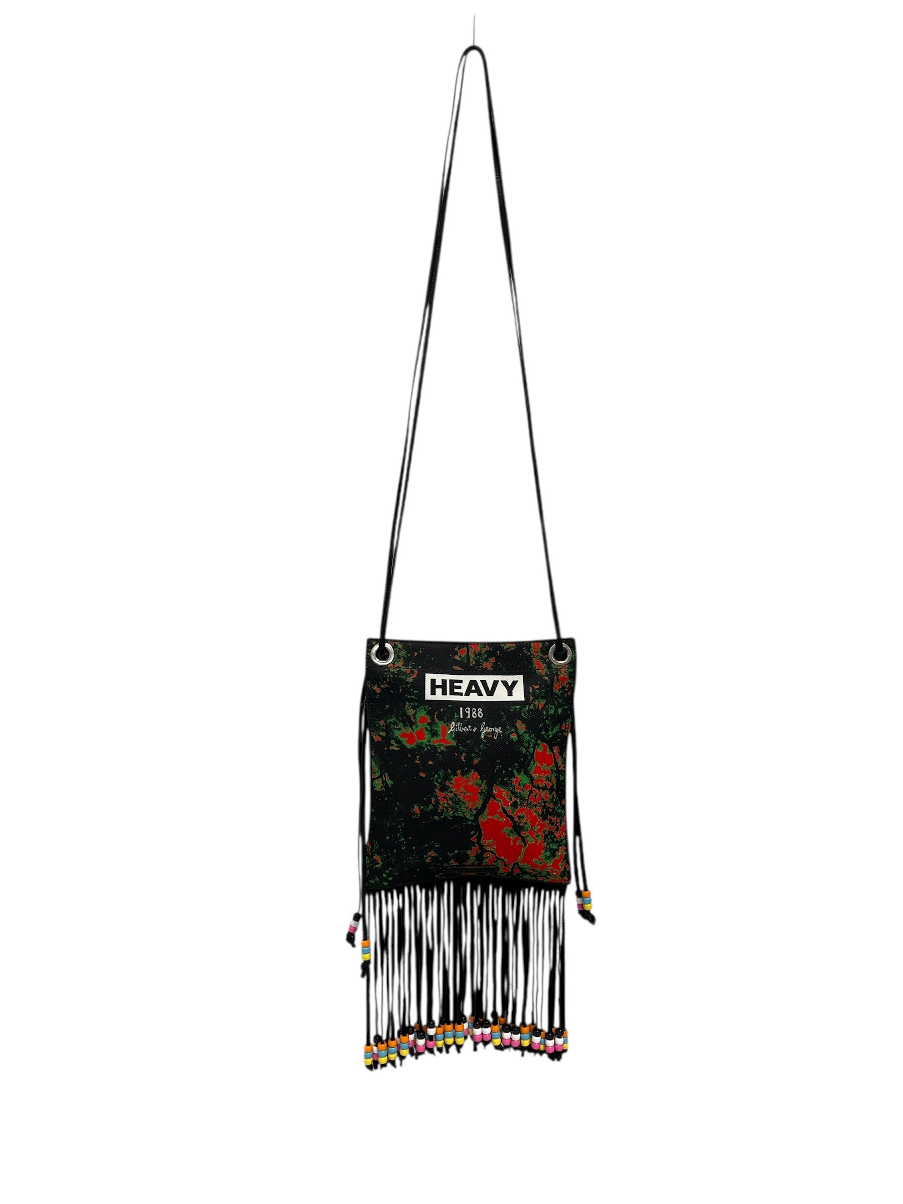JW ANDERSON(J.W.ANDERSON)/Cross Body Bag/FREE/Graphic/Cotton/BLK/BEADED FRINGE DRAWSTRING view 1