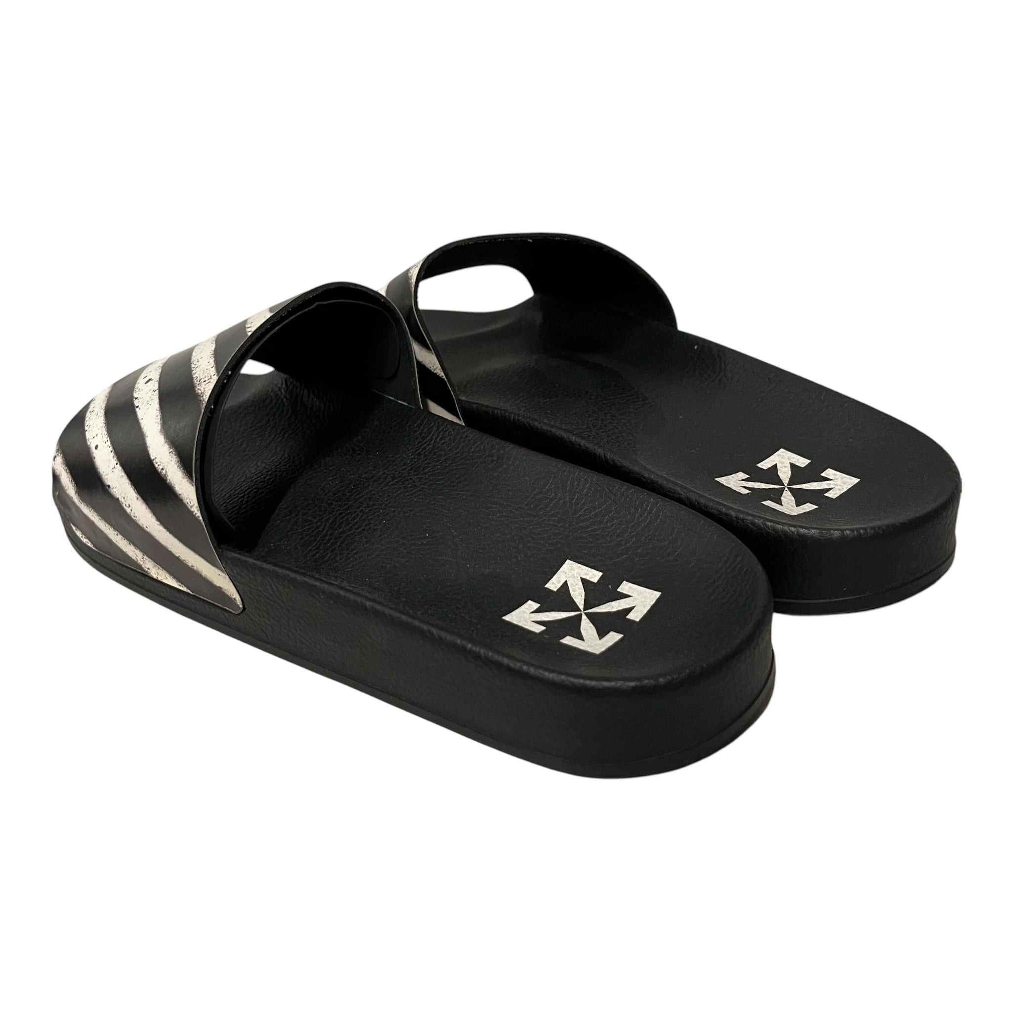 OFF-WHITE/Sandals/US 12.5/Stripe/BLK/diagonal stripes slider view 2