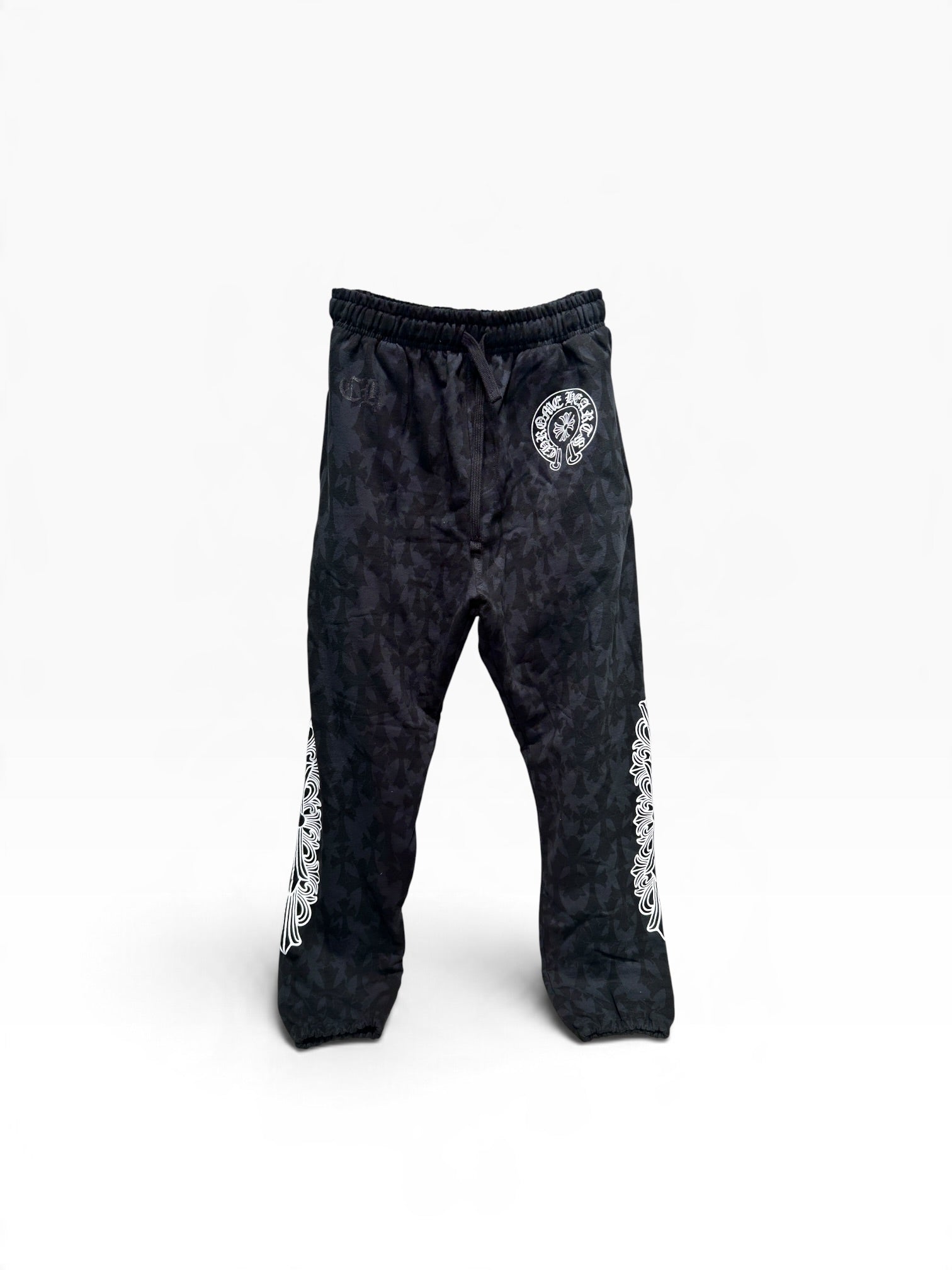 CHROME HEARTS/Pants/L/Cotton/BLK/All Over Print/cemetary cross all over view 1
