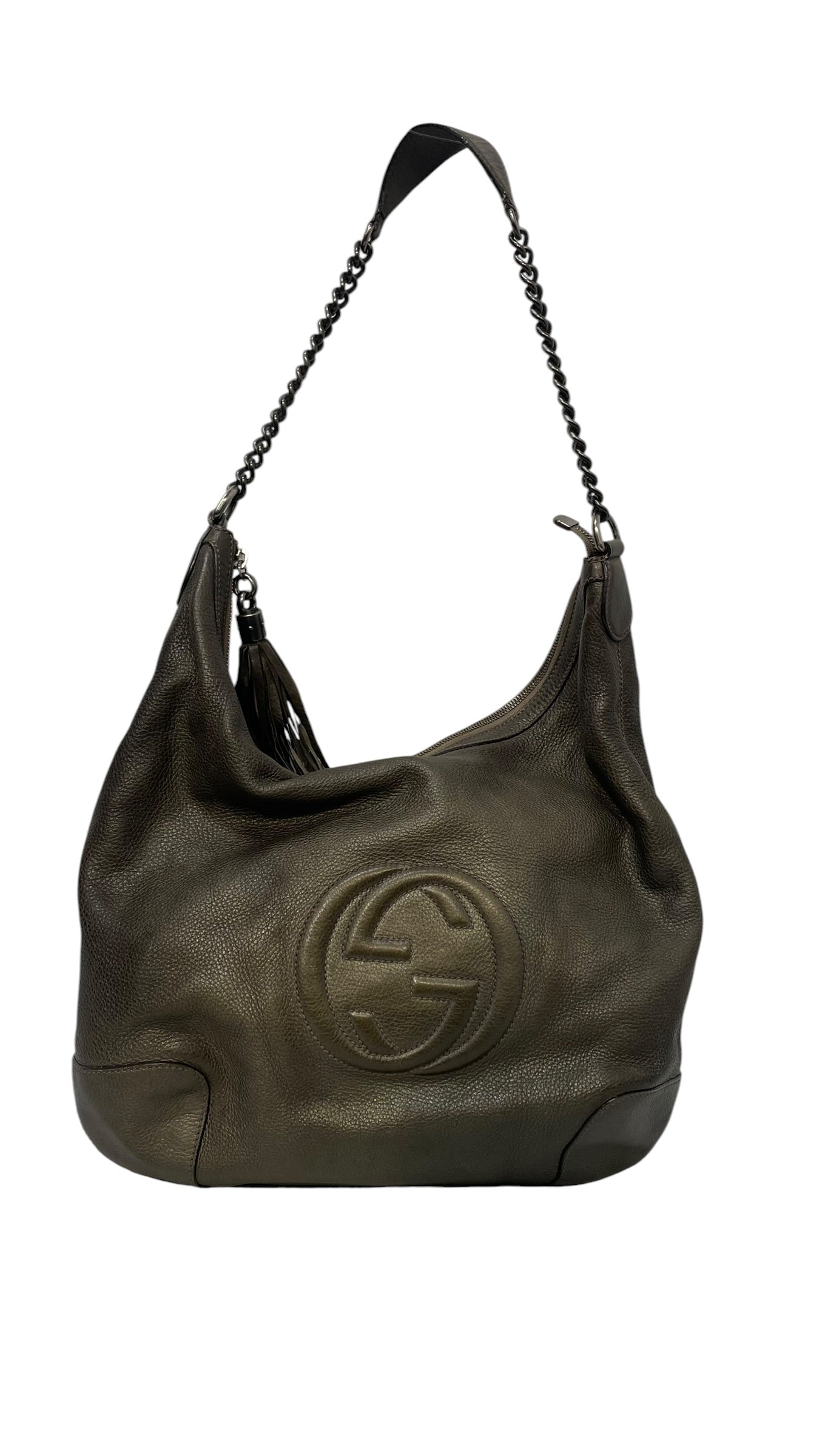 GUCCI/Bag/Leather/GRY/SOHO CHAIN HOBO view 1