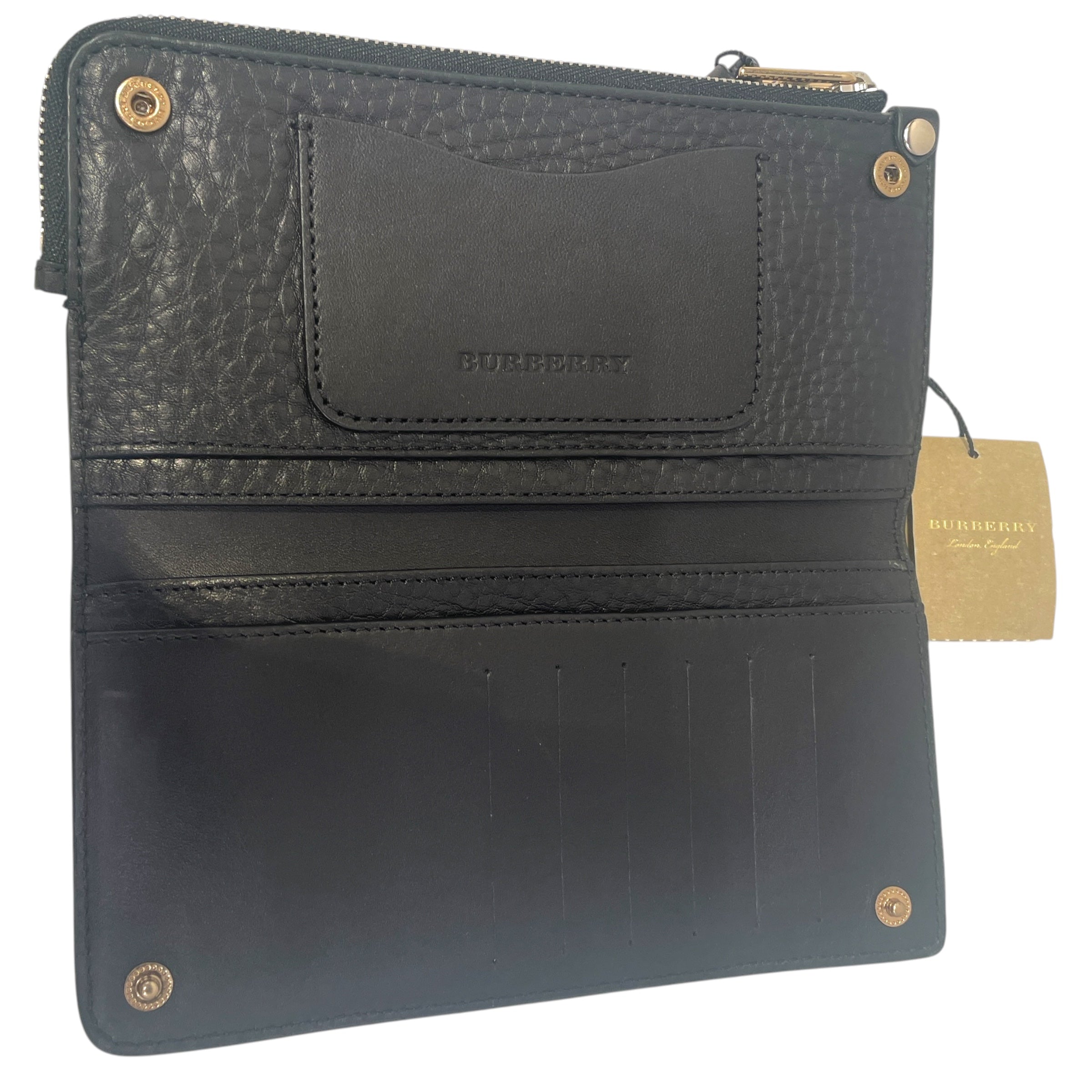 BURBERRY LONDON/Long Wallet/Leather/BLK/M's/w/ black check pattern view 3