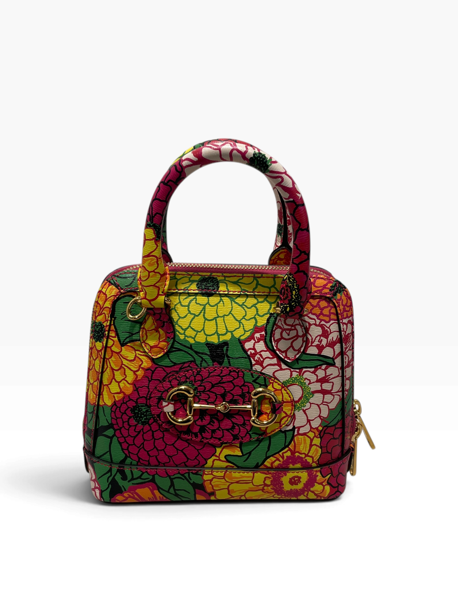 GUCCI/Hand Bag/Floral Pattern/Leather/MLT/horsebit 1995 mini top handle view 1