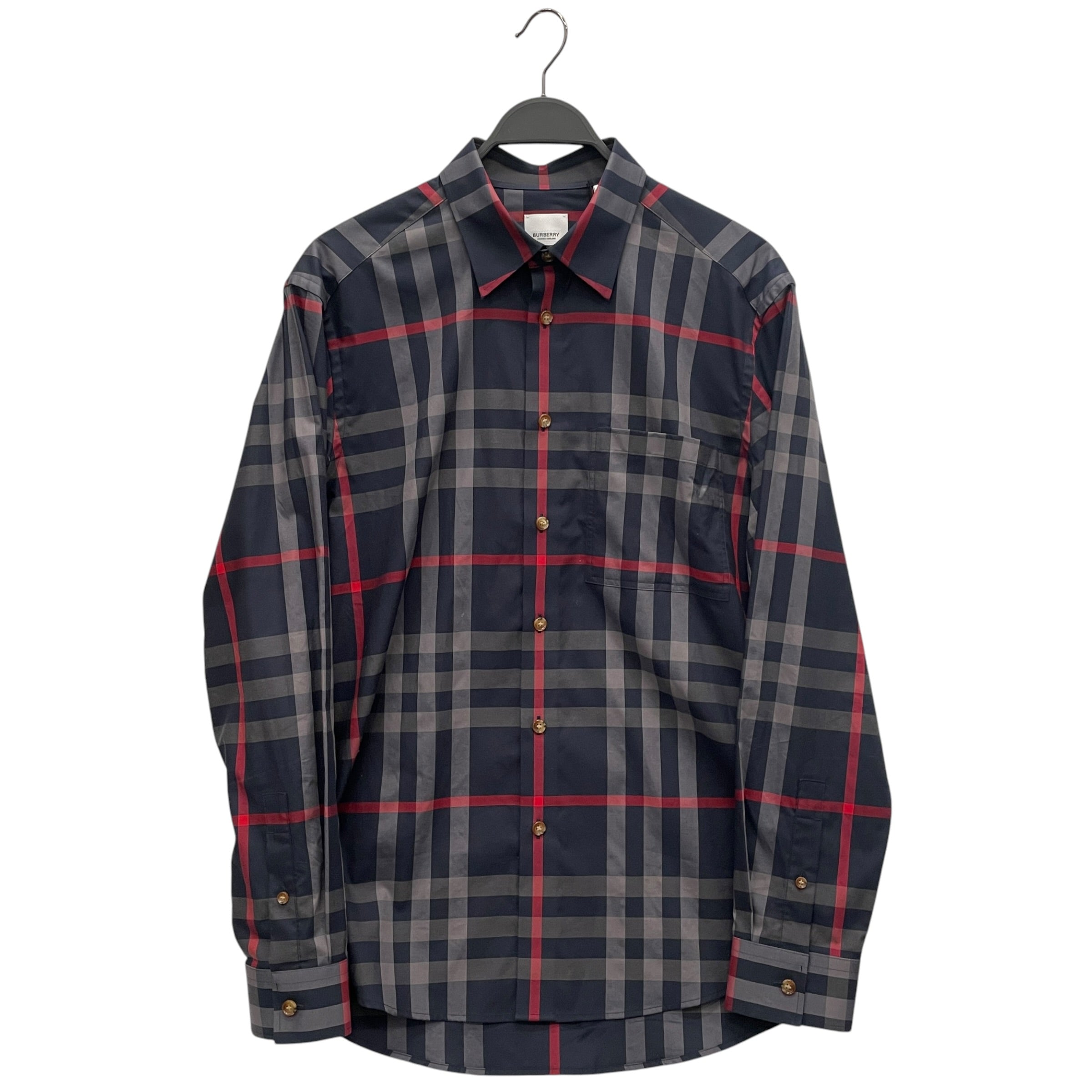 BURBERRY/LS Shirt/L/Cotton/NVY/Plaid/RED & GREY PLAID view 1