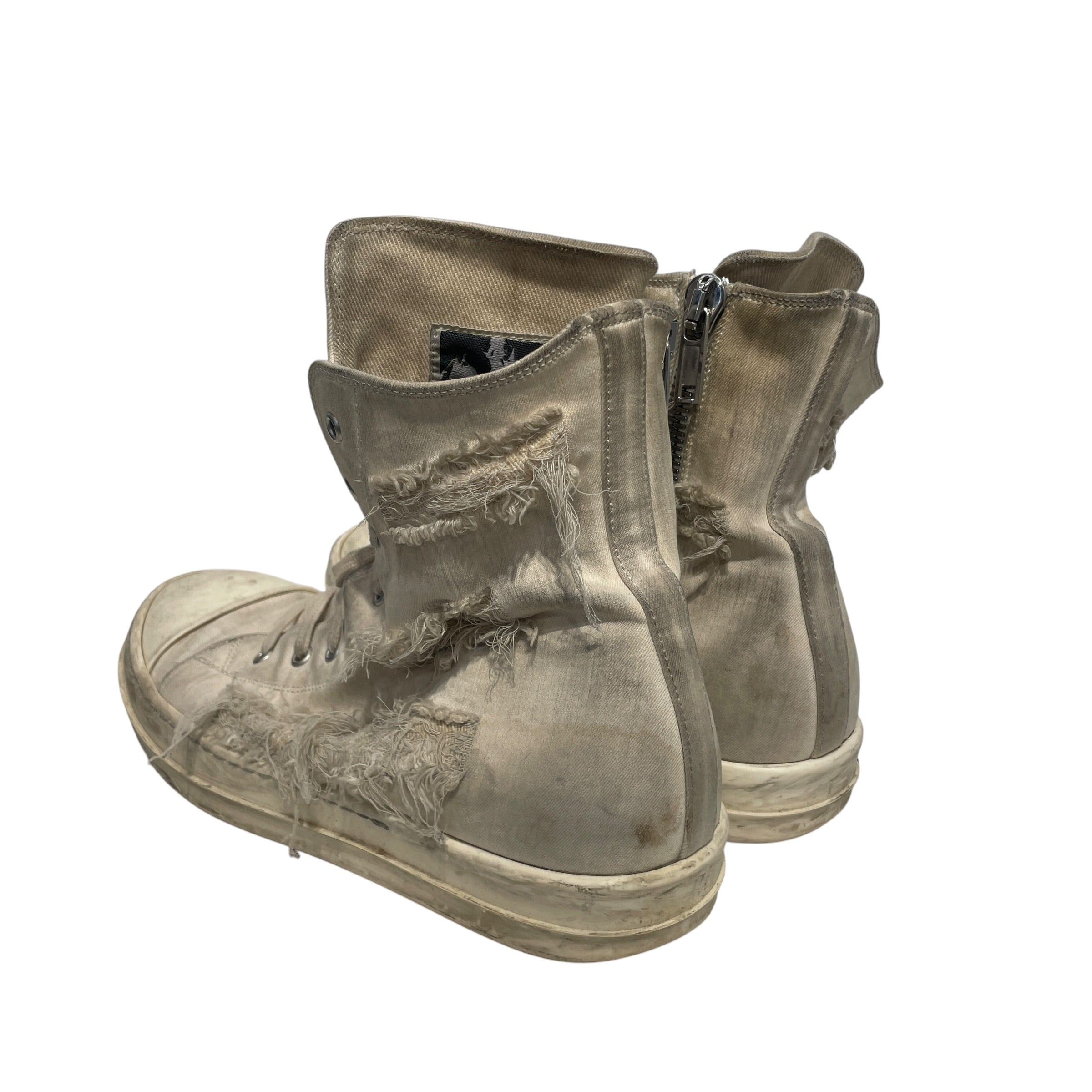 RICK OWENS DRKSHDW/Hi-Sneakers/EU 43/Cotton/CRM/white slashed denim view 2