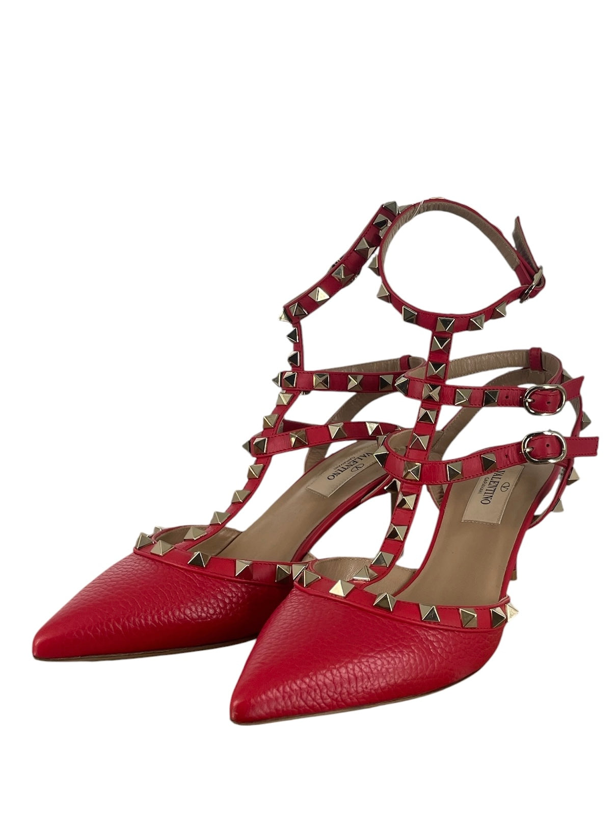 VALENTINO/Heels/EU 36.5/RED/rockstud caged heel view 1