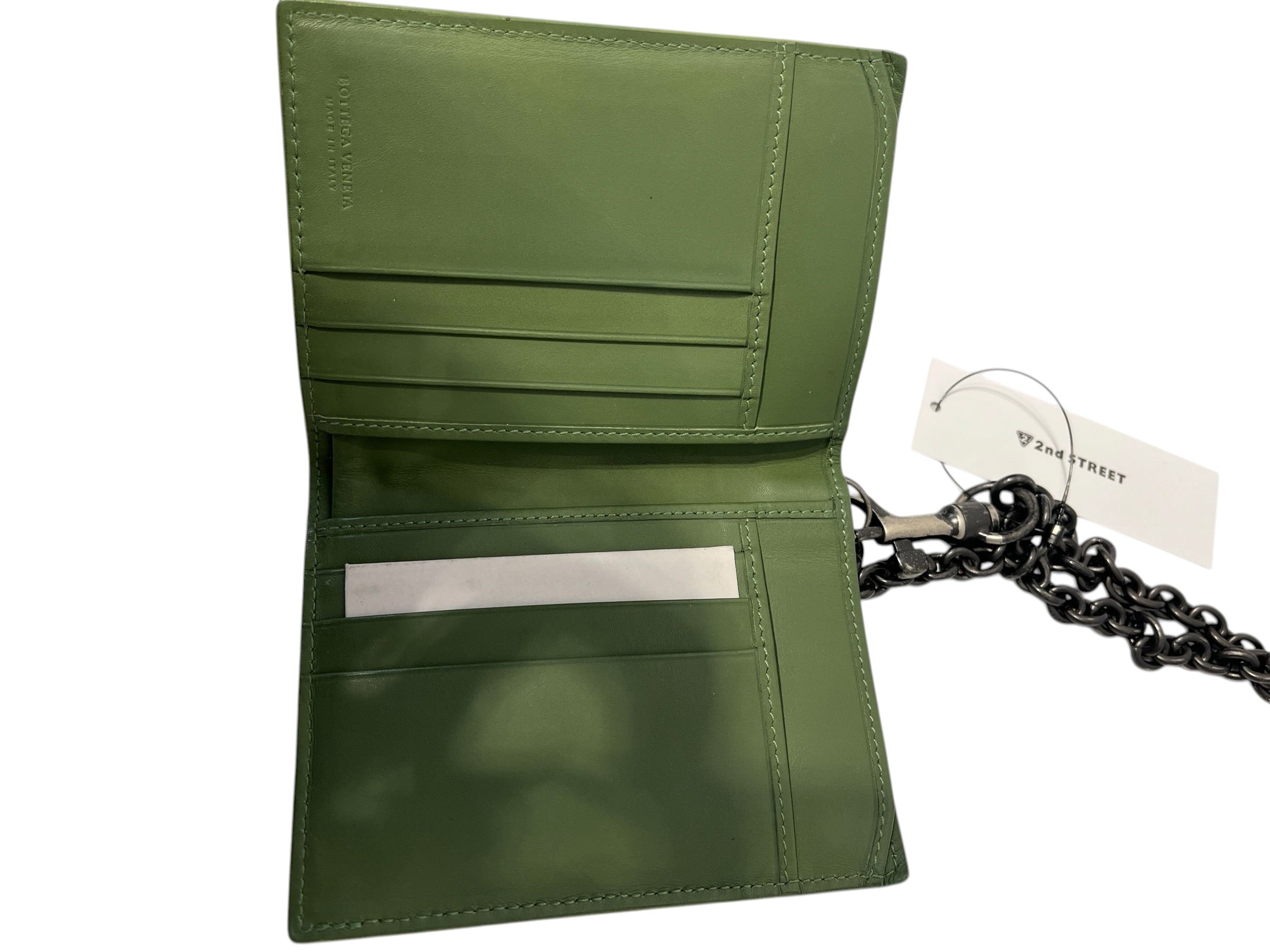 BOTTEGA VENETA/Bifold Wallet/Leather/GRN/Wallet chain view 5
