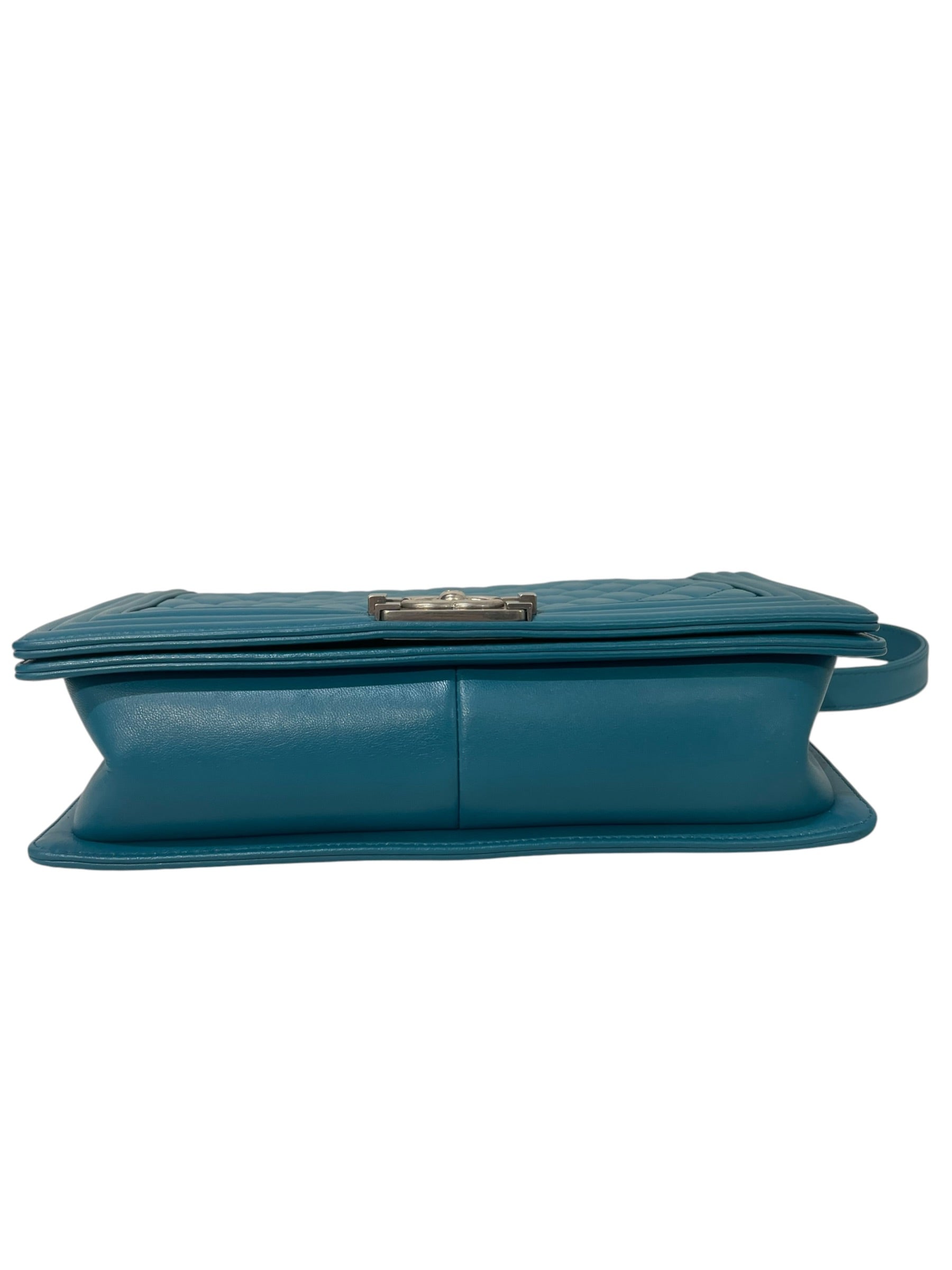 CHANEL/Hand Bag/Border/Lambskin/BLU/boy bag teal/gun metal view 3