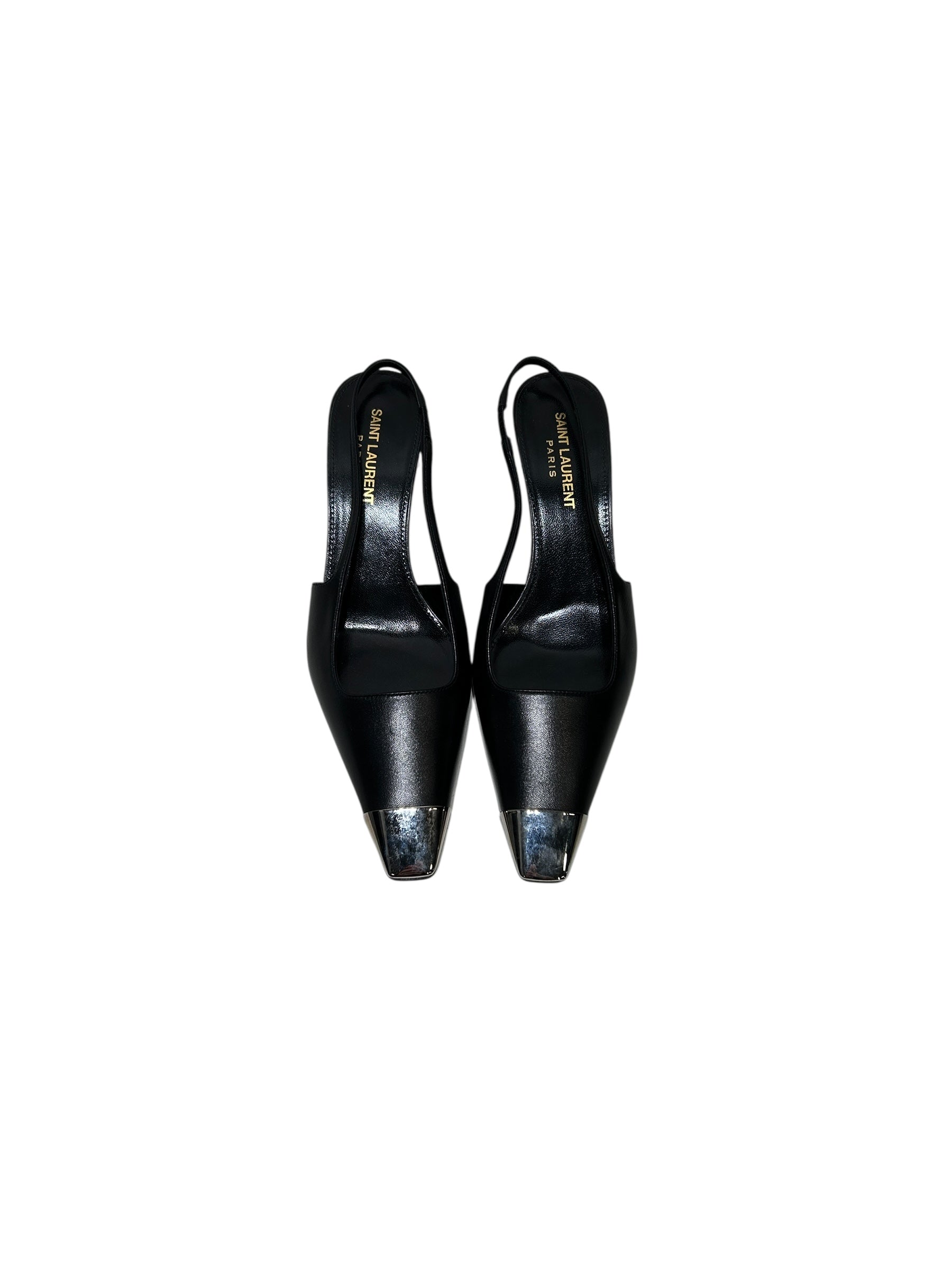 SAINT LAURENT/Heels/EU 36.5/Leather/BLK/POINTED LOW HEELS METAL TOE view 3