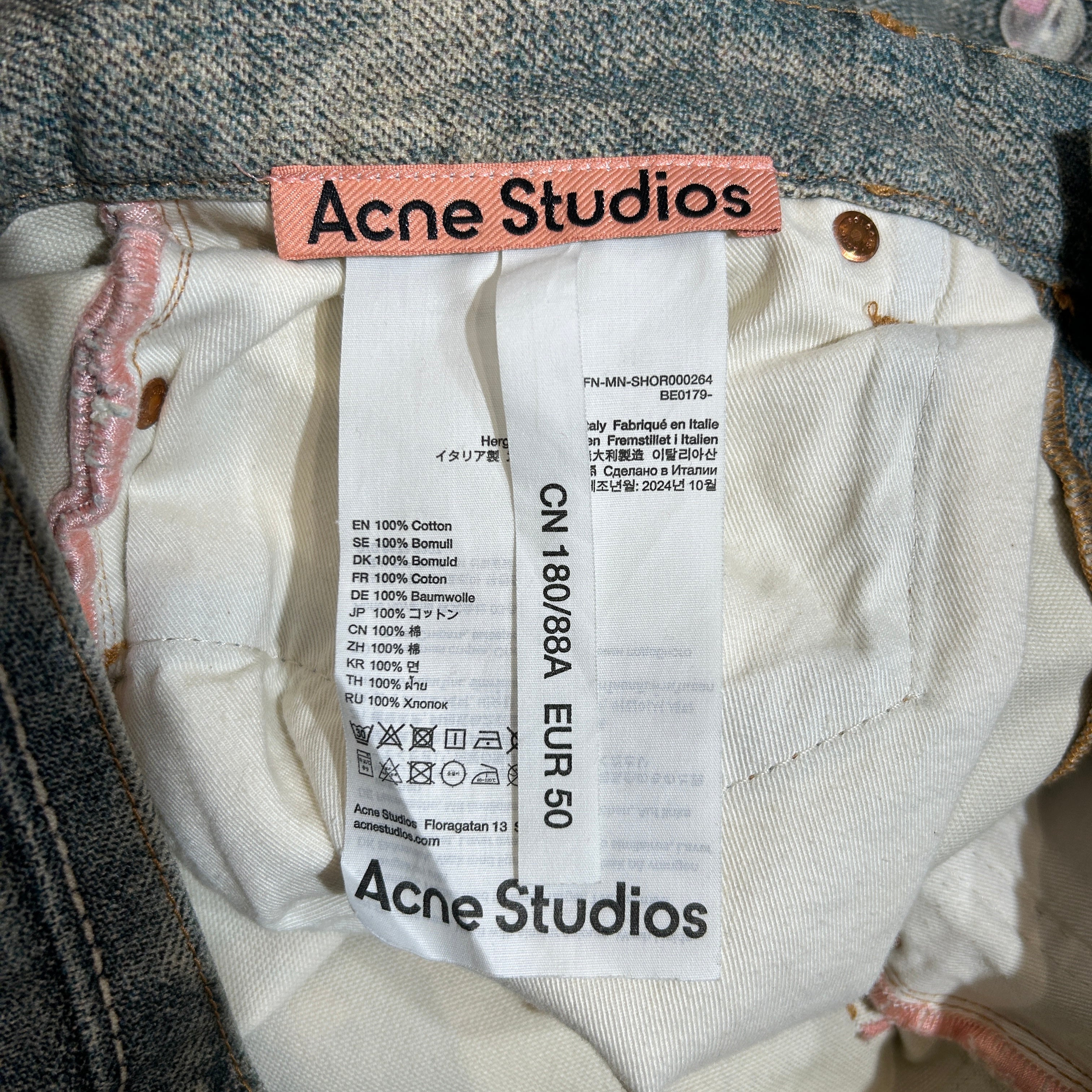 Acne Studios/Shorts/50/Cotton/BLU/PRINTED DENIM WITH CHARMS view 3